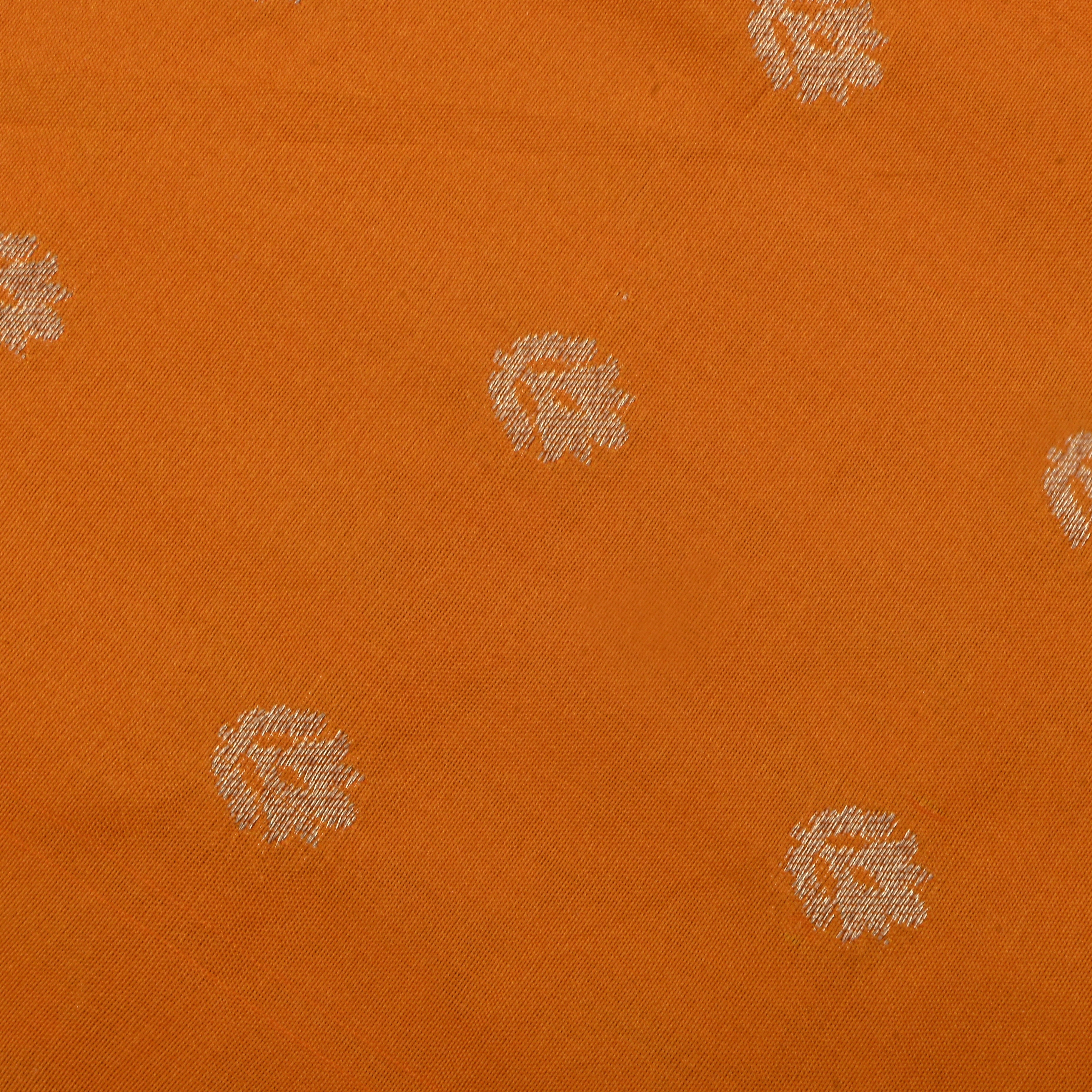 Philippine Orange Jamawar Silk Fabric With Butti'S