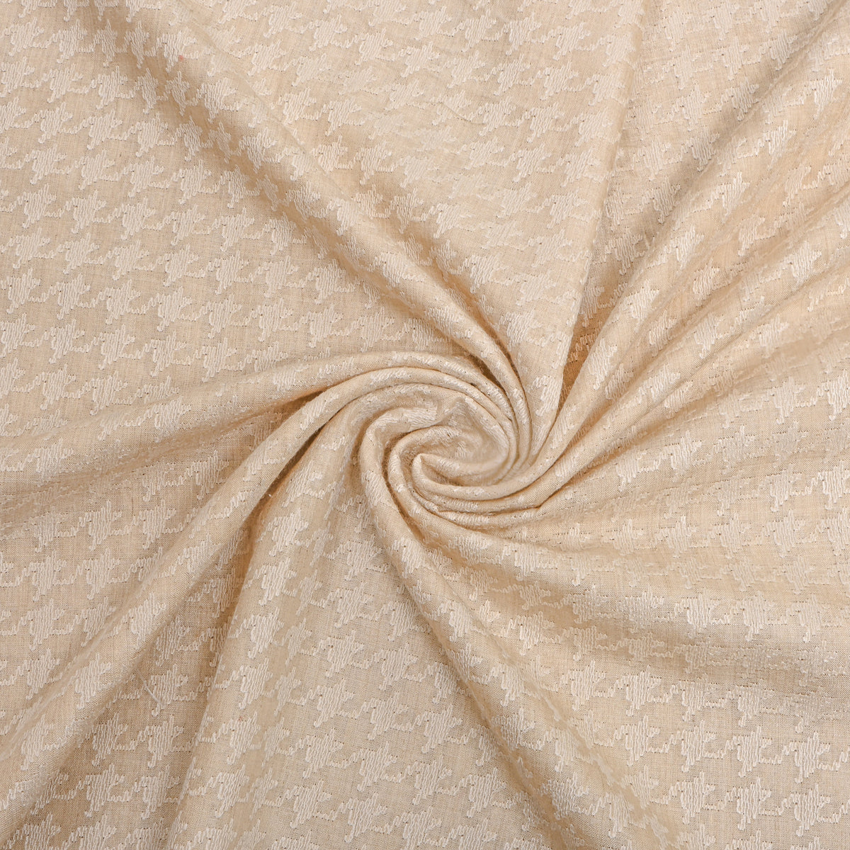 Golden Beige Thread Embroidery Munga Tussar Fabric