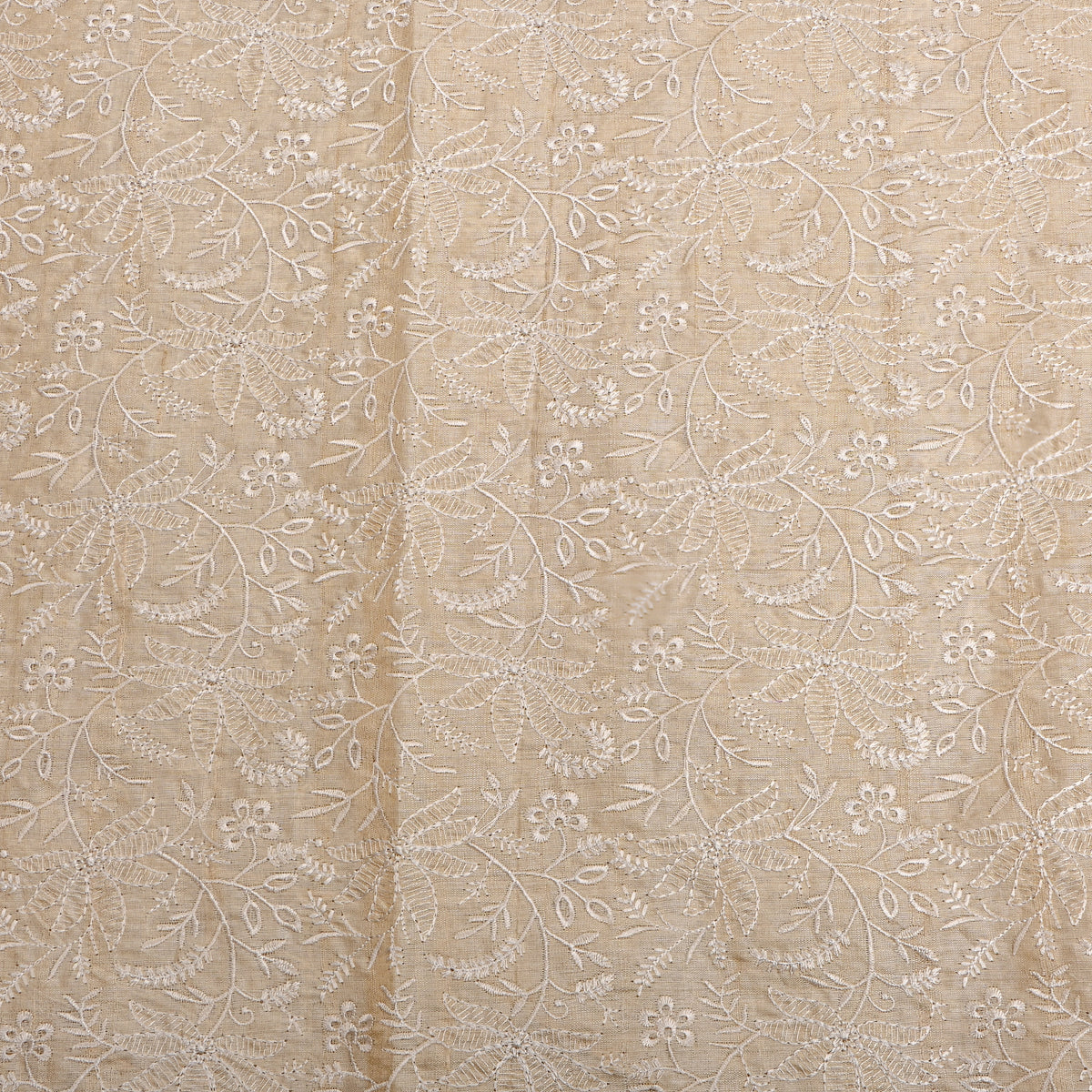 Frost White Thread Work Jaal Tissue Fabric