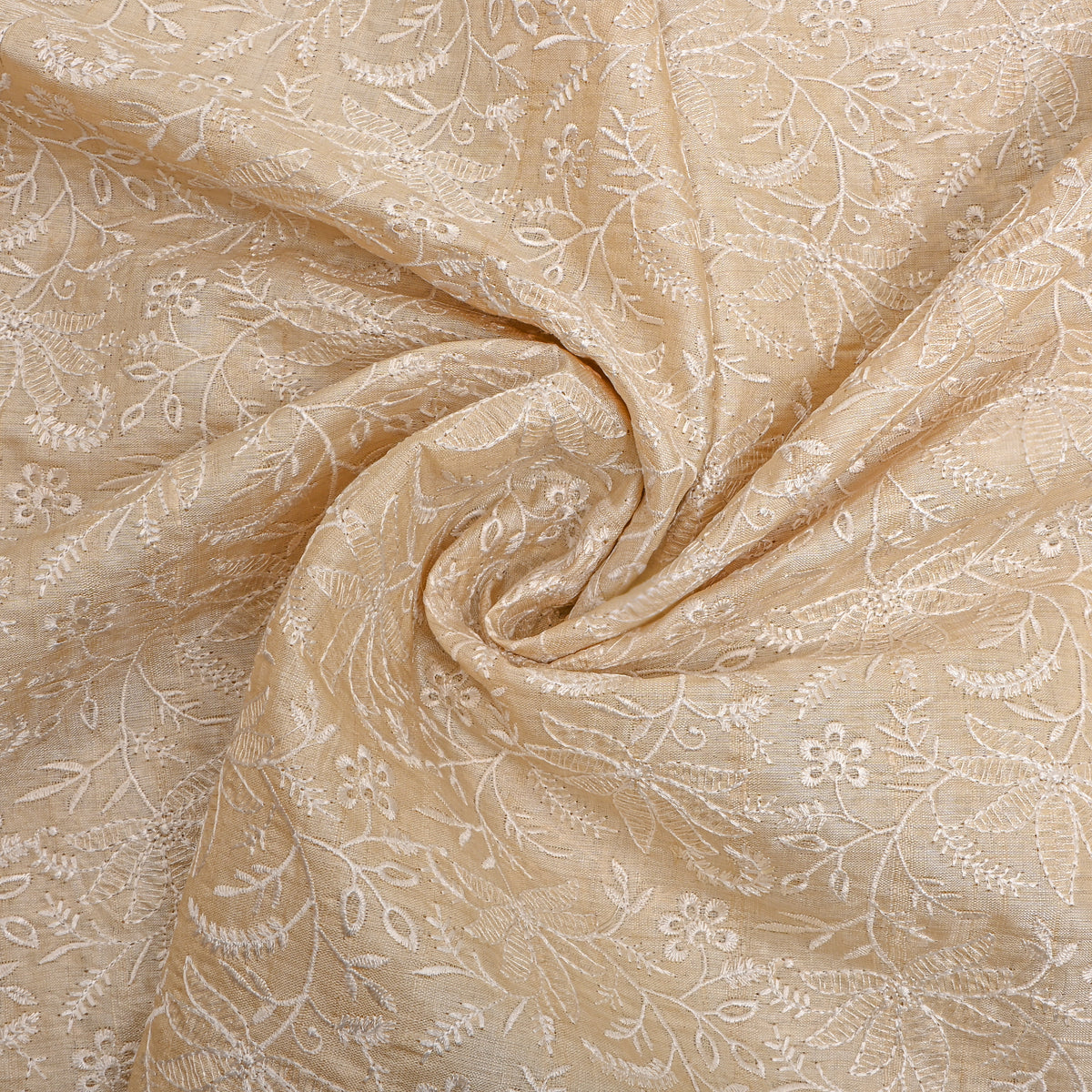 Frost White Thread Work Jaal Tissue Fabric