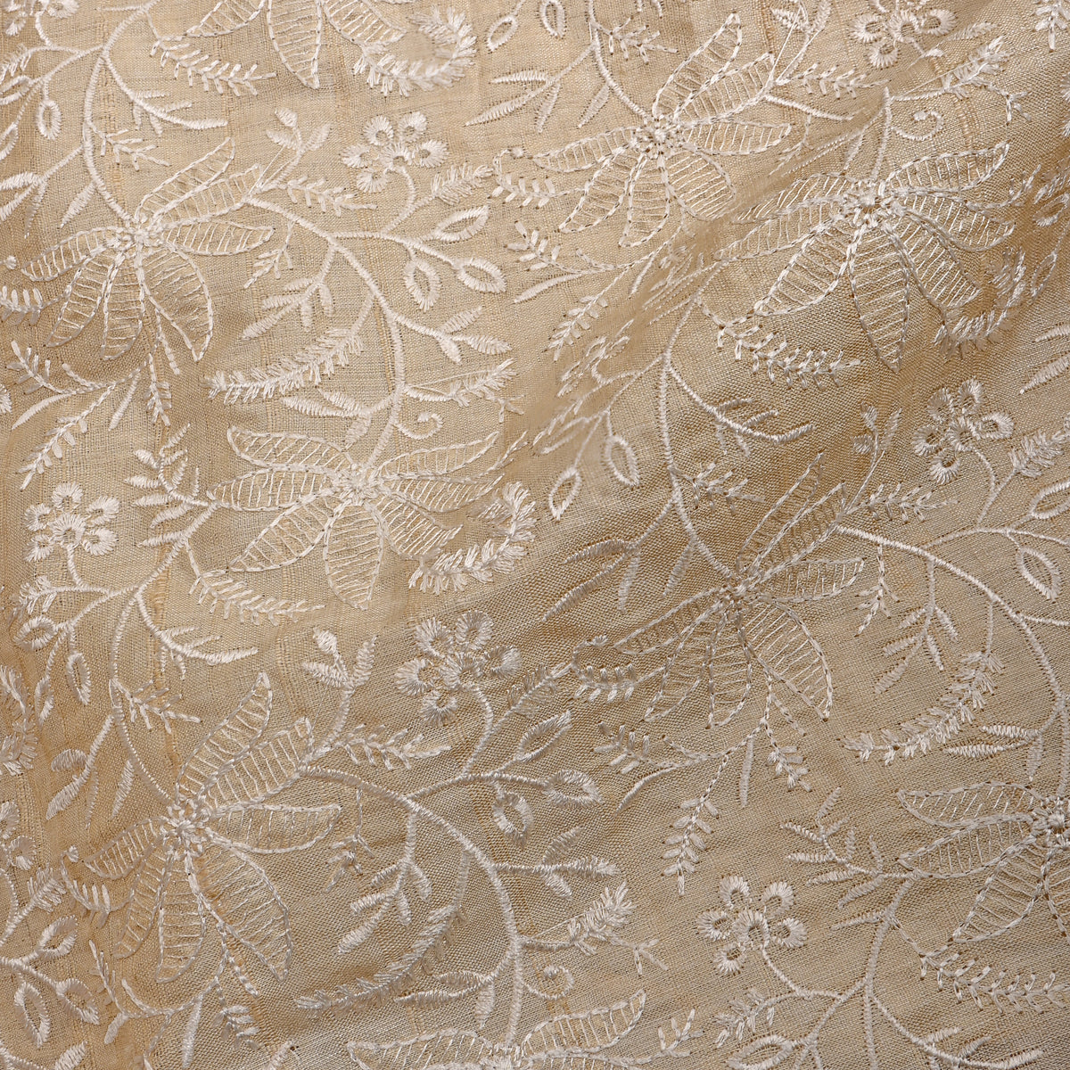 Frost White Thread Work Jaal Tissue Fabric
