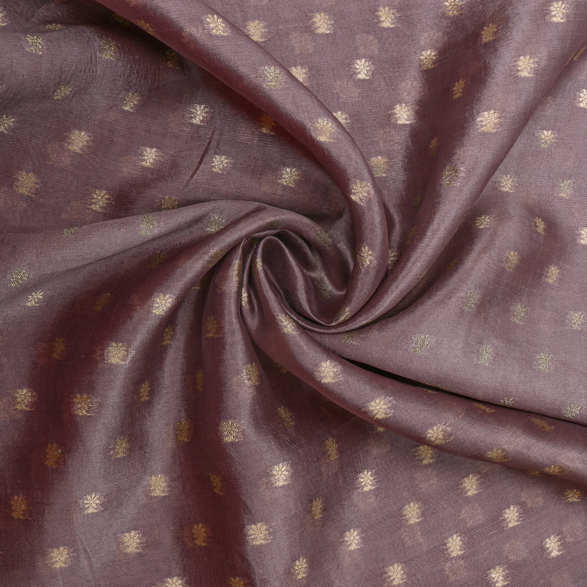 Mauve Gold Butti Self Weave Jamawar Silk Fabric