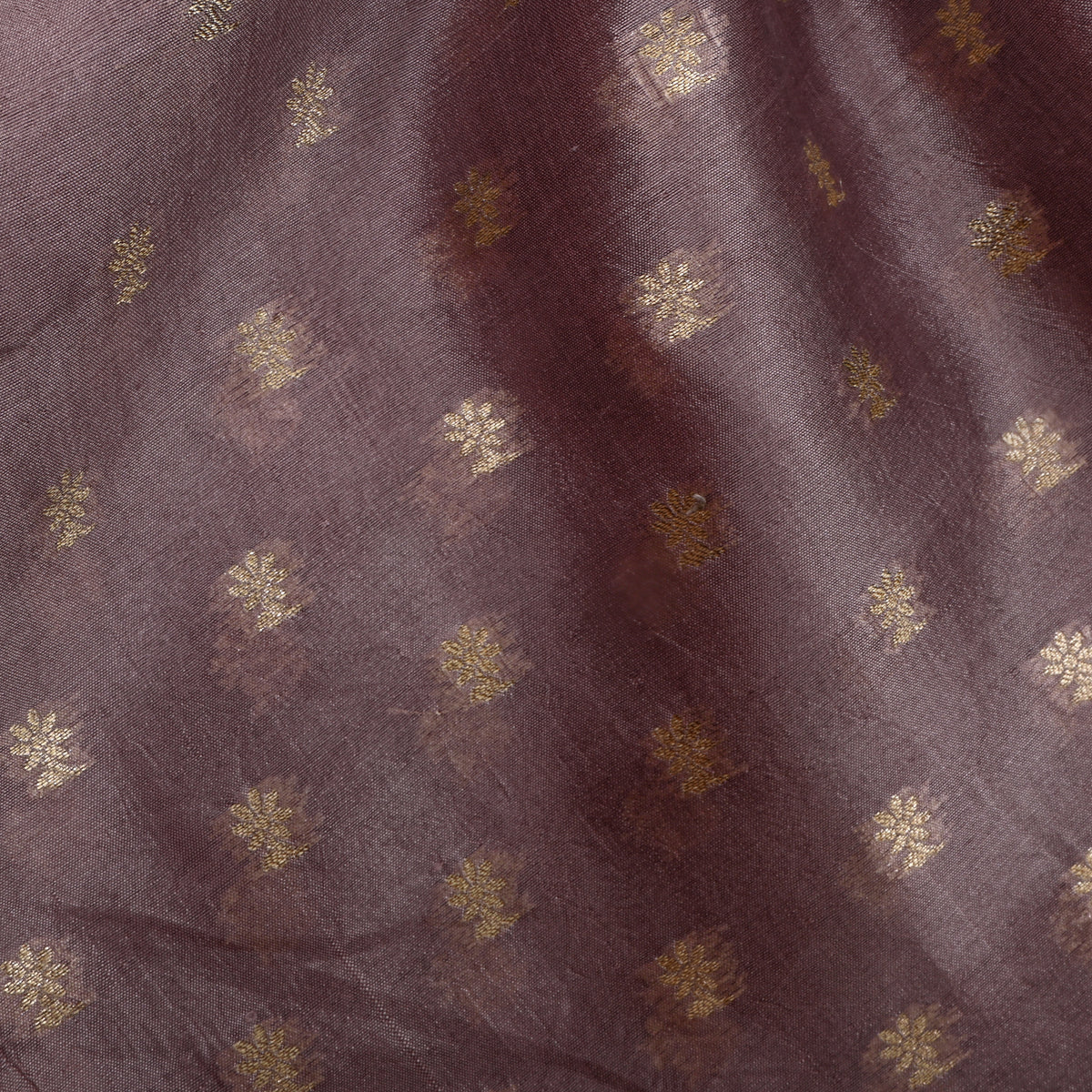 Mauve Gold Butti Self Weave Jamawar Silk Fabric