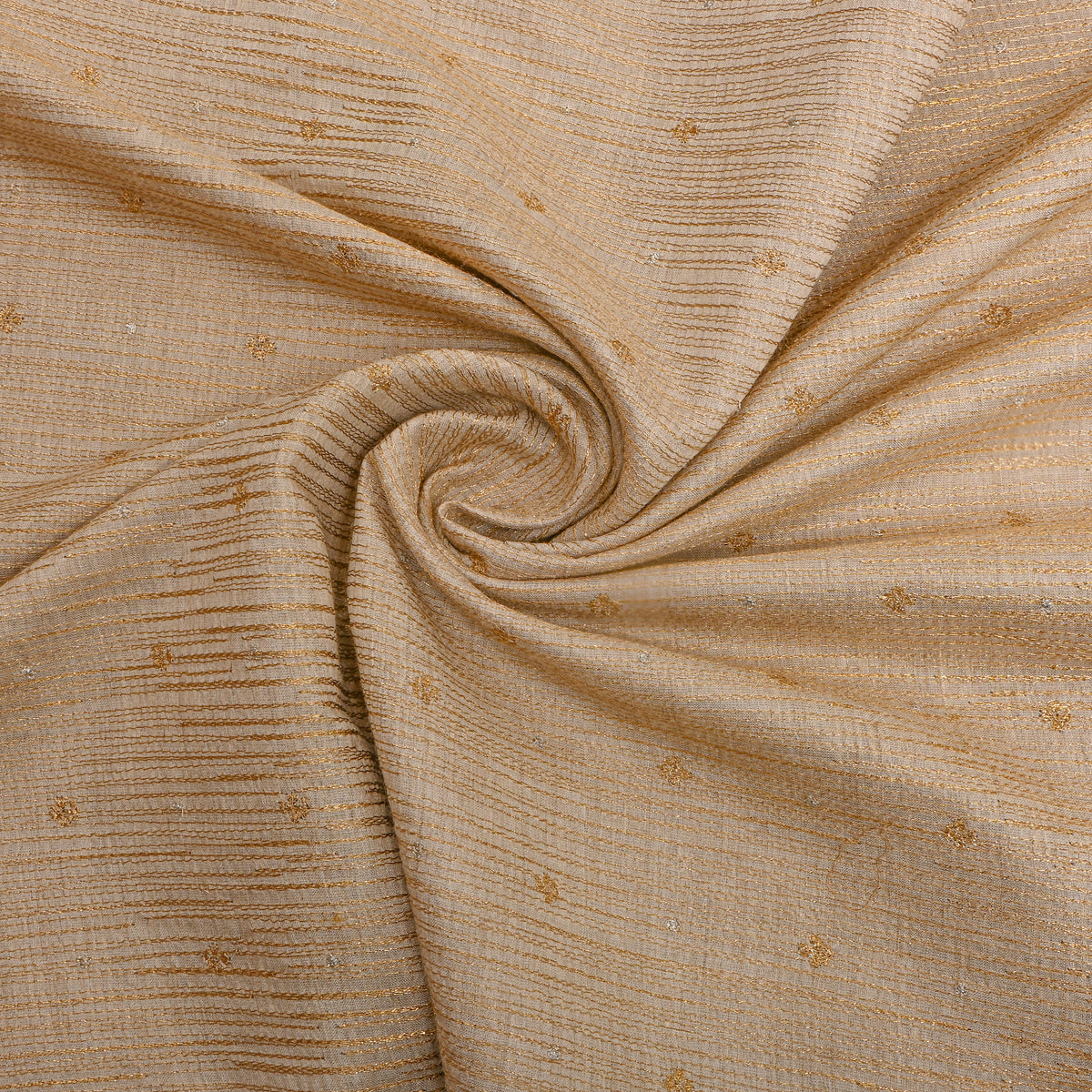 Honey Gold Zari Butti Embroidery Tussar Silk Fabric