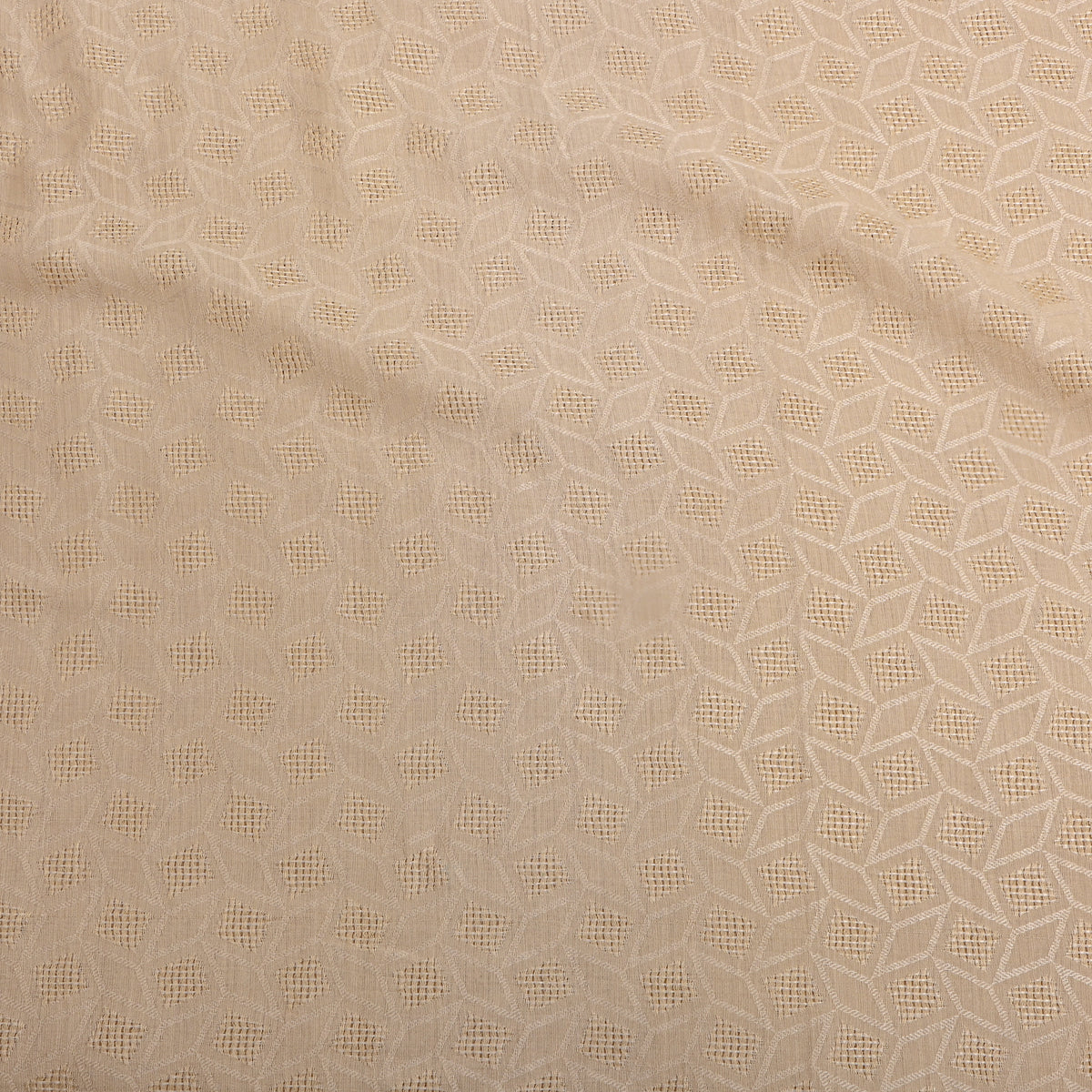 Beige Gold Zari Floral Jamawar Silk Fabric
