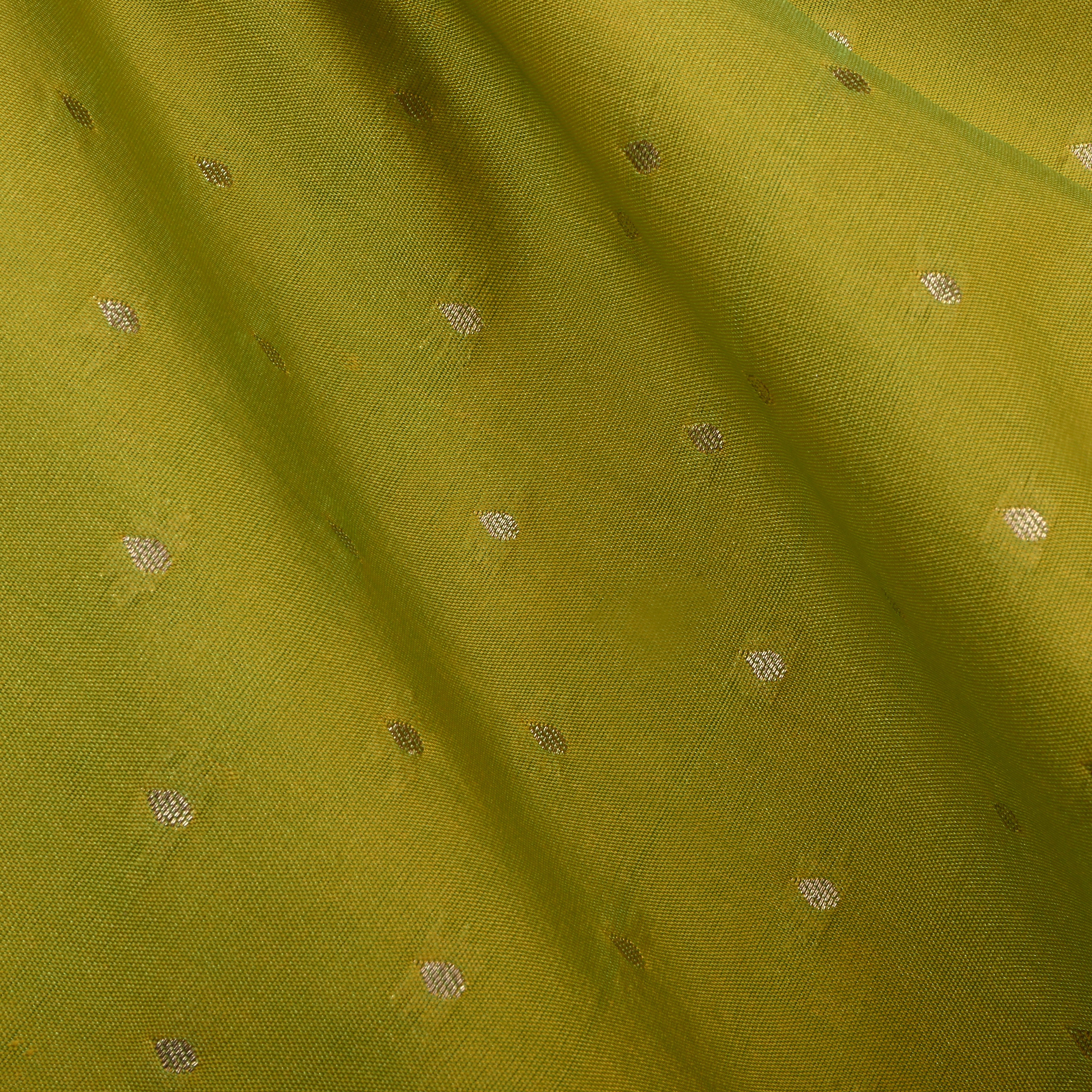 Lemon Ginger Yellow Jamawar Silk Fabric With Butti'S