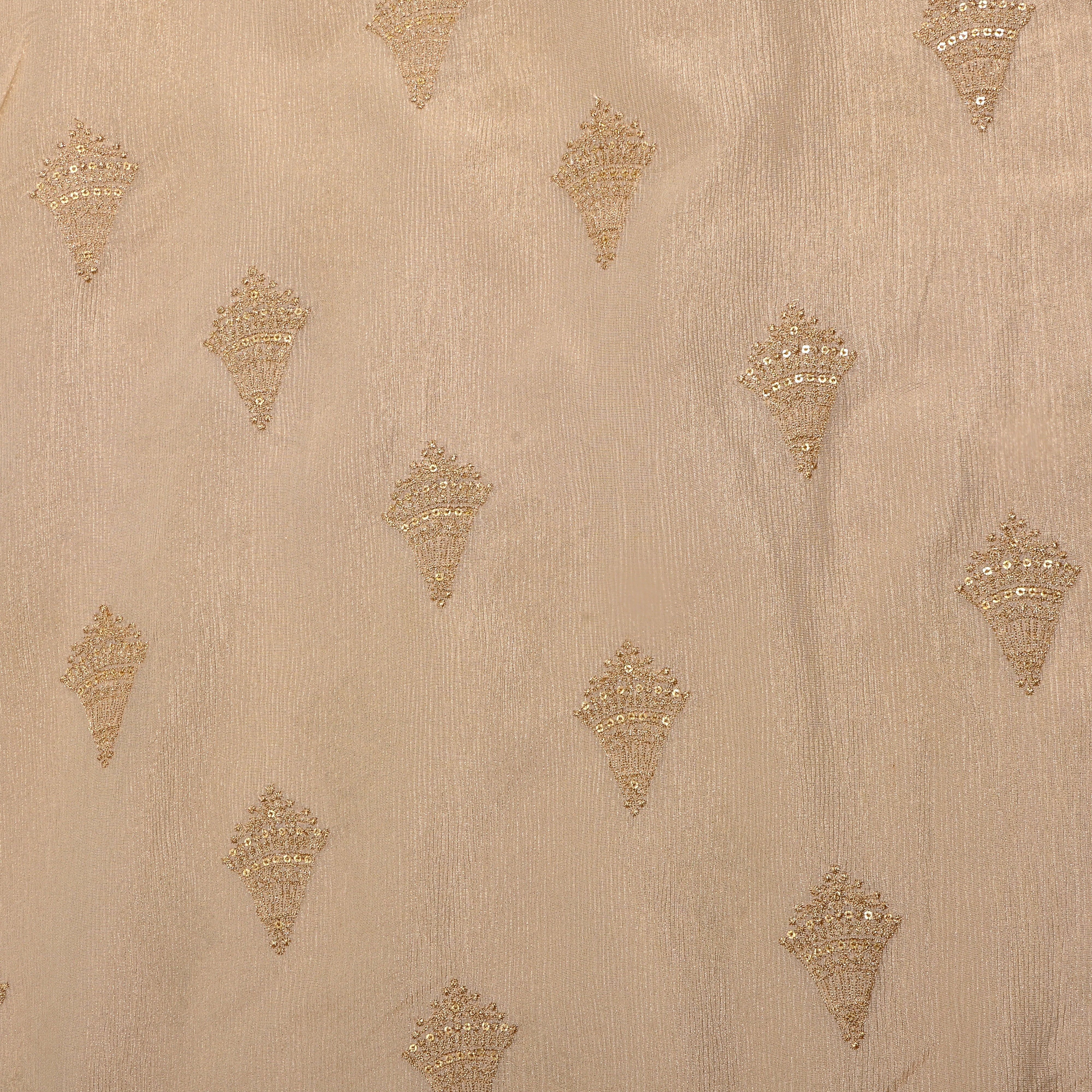 Beige Zari Butti Embroidered Tissue
