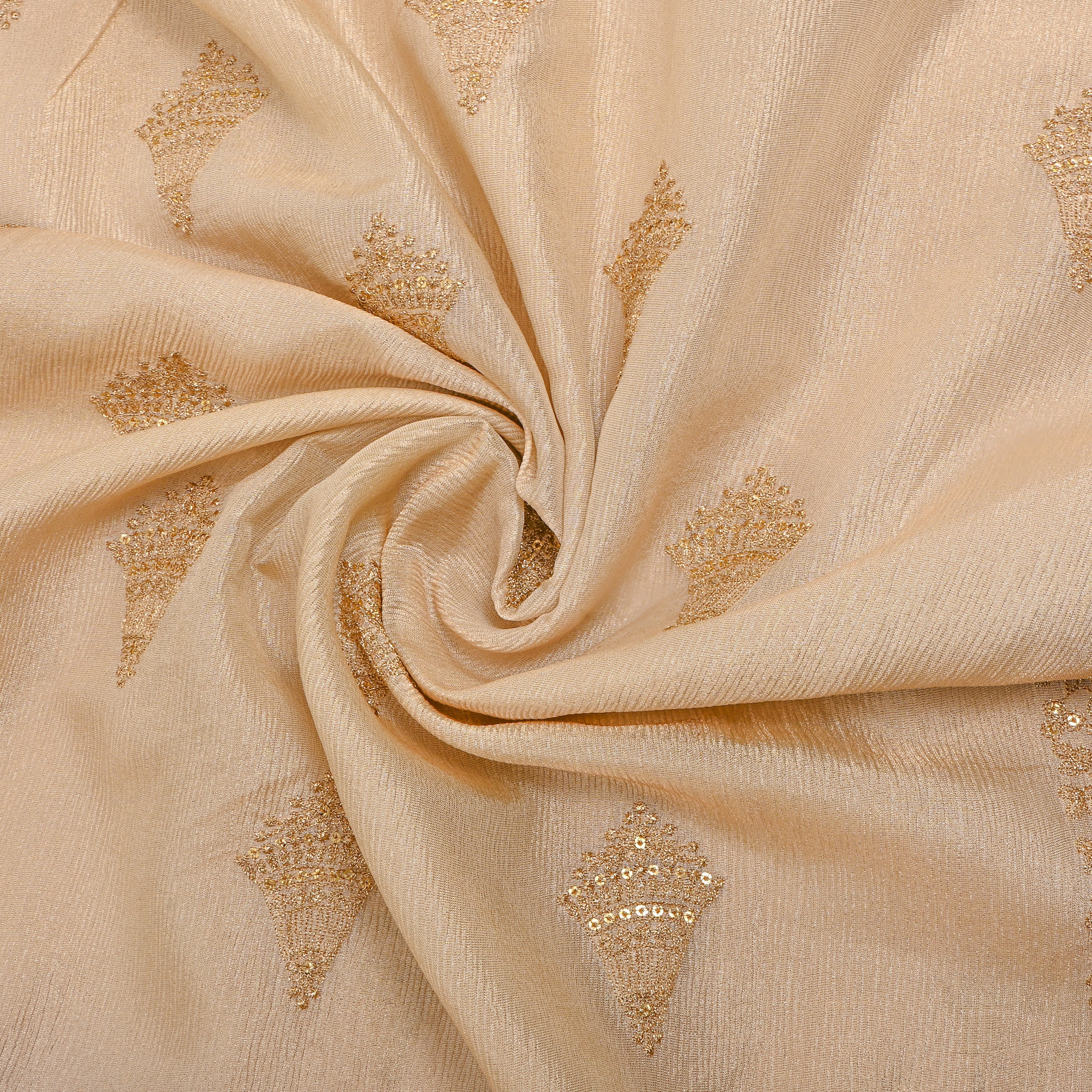 Beige Zari Butti Embroidered Tissue