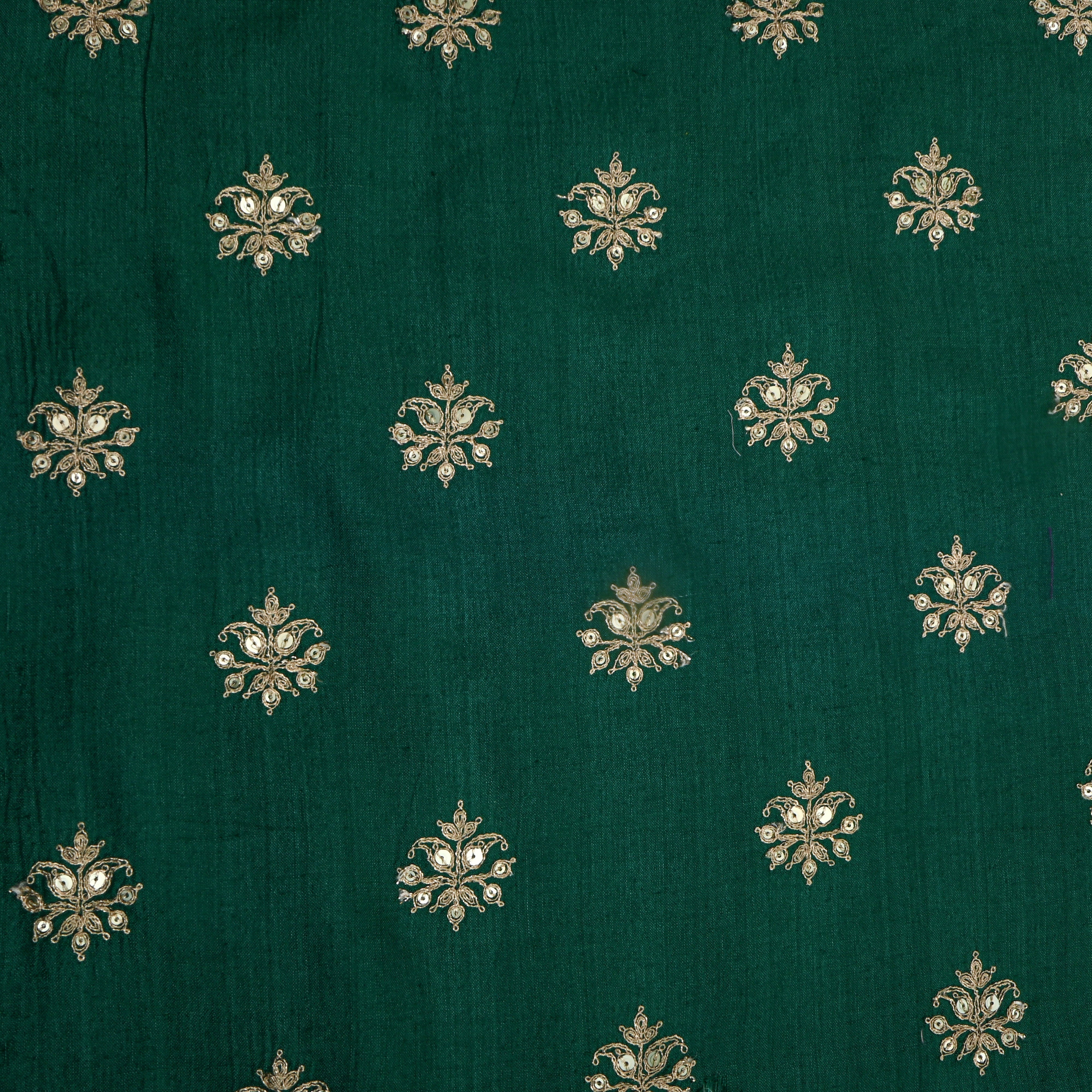 Bottle Green Zari Butti Embroidered Munga Tussar