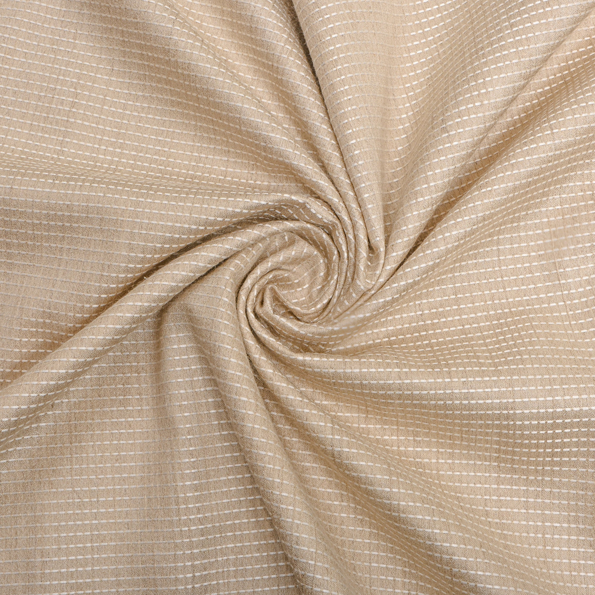 Cream Thread Work Embroidery Tussar Silk Fabric
