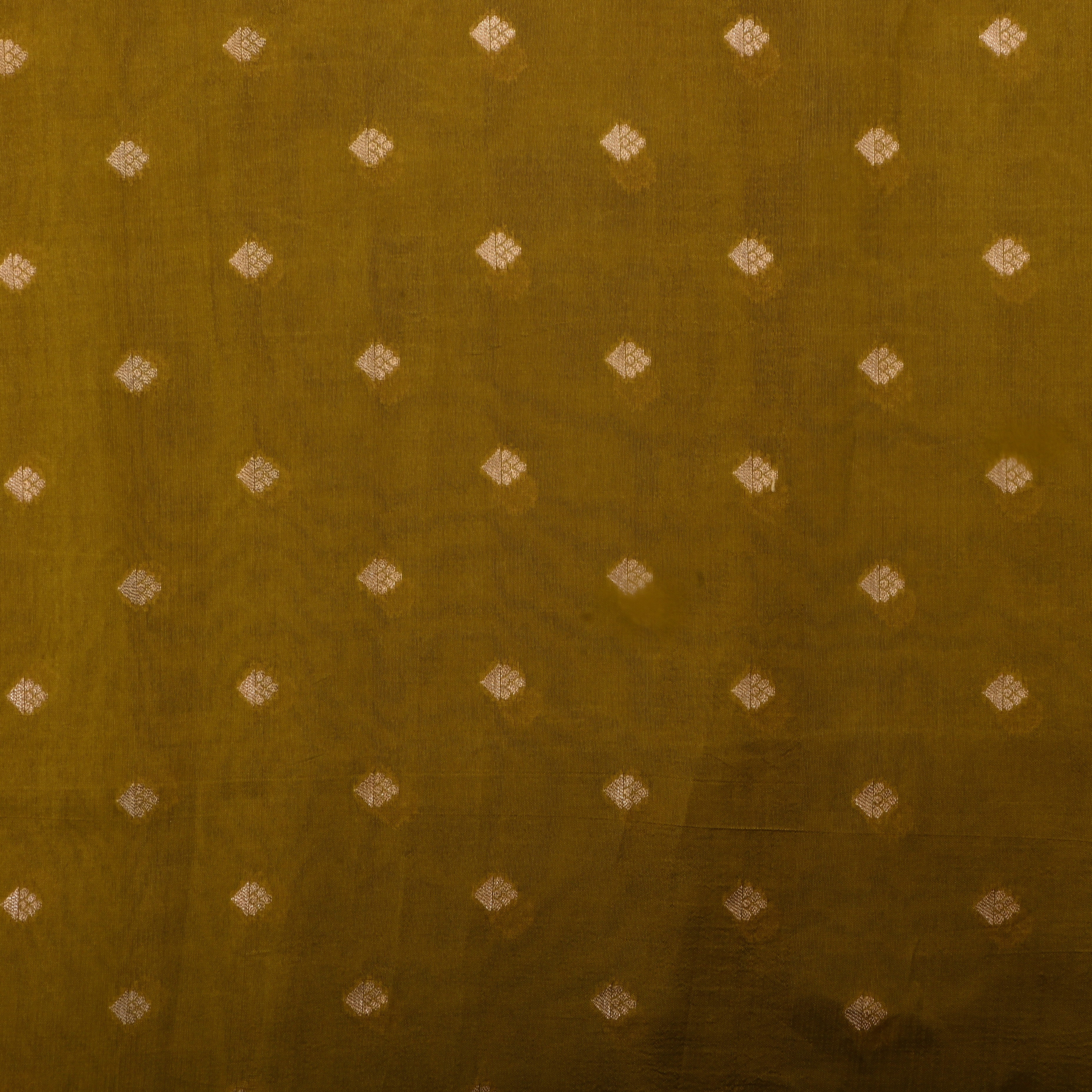 Mahendi Green Jamawar Silk Fabric With Butti'S