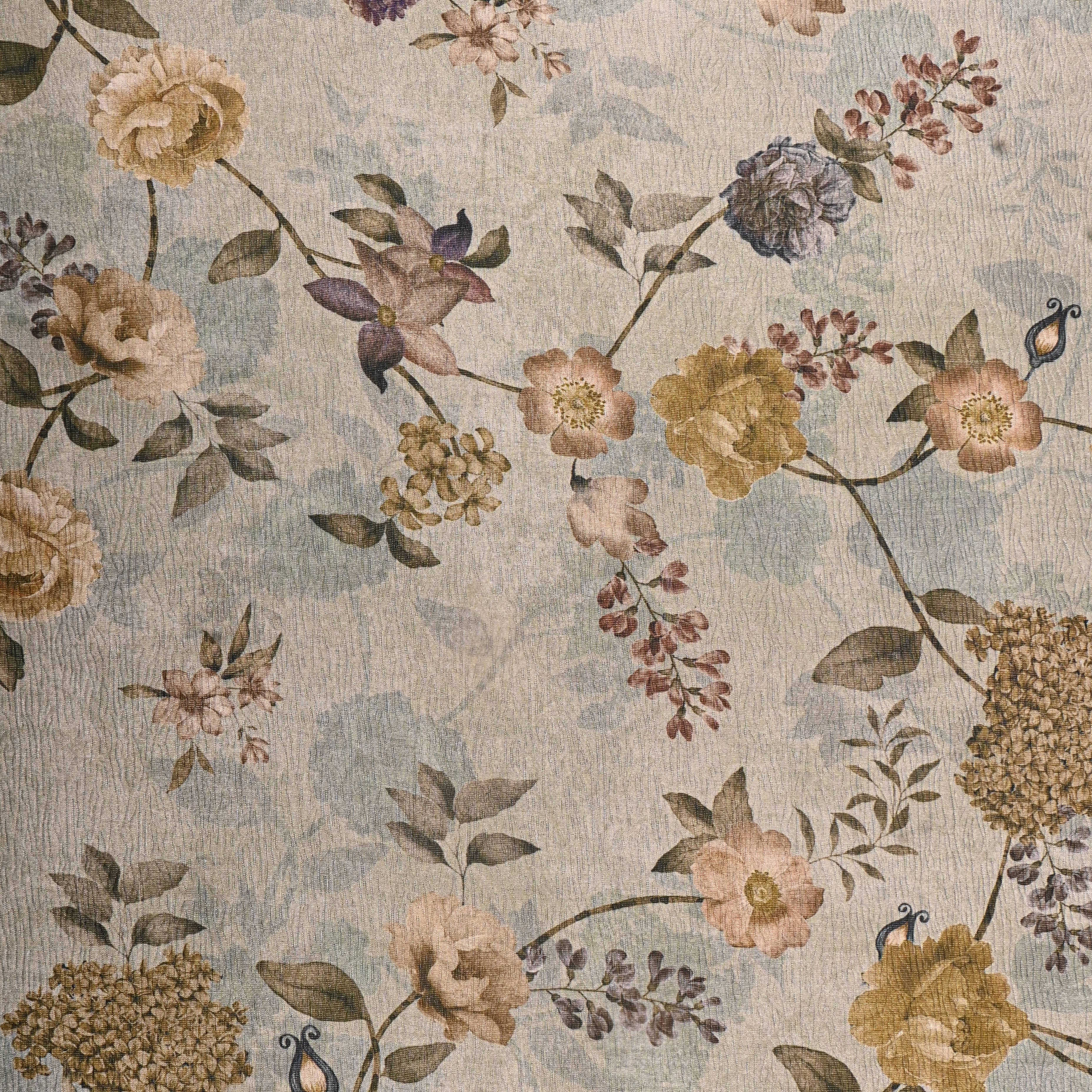 Beige Tissue Fabric With Digital Prints