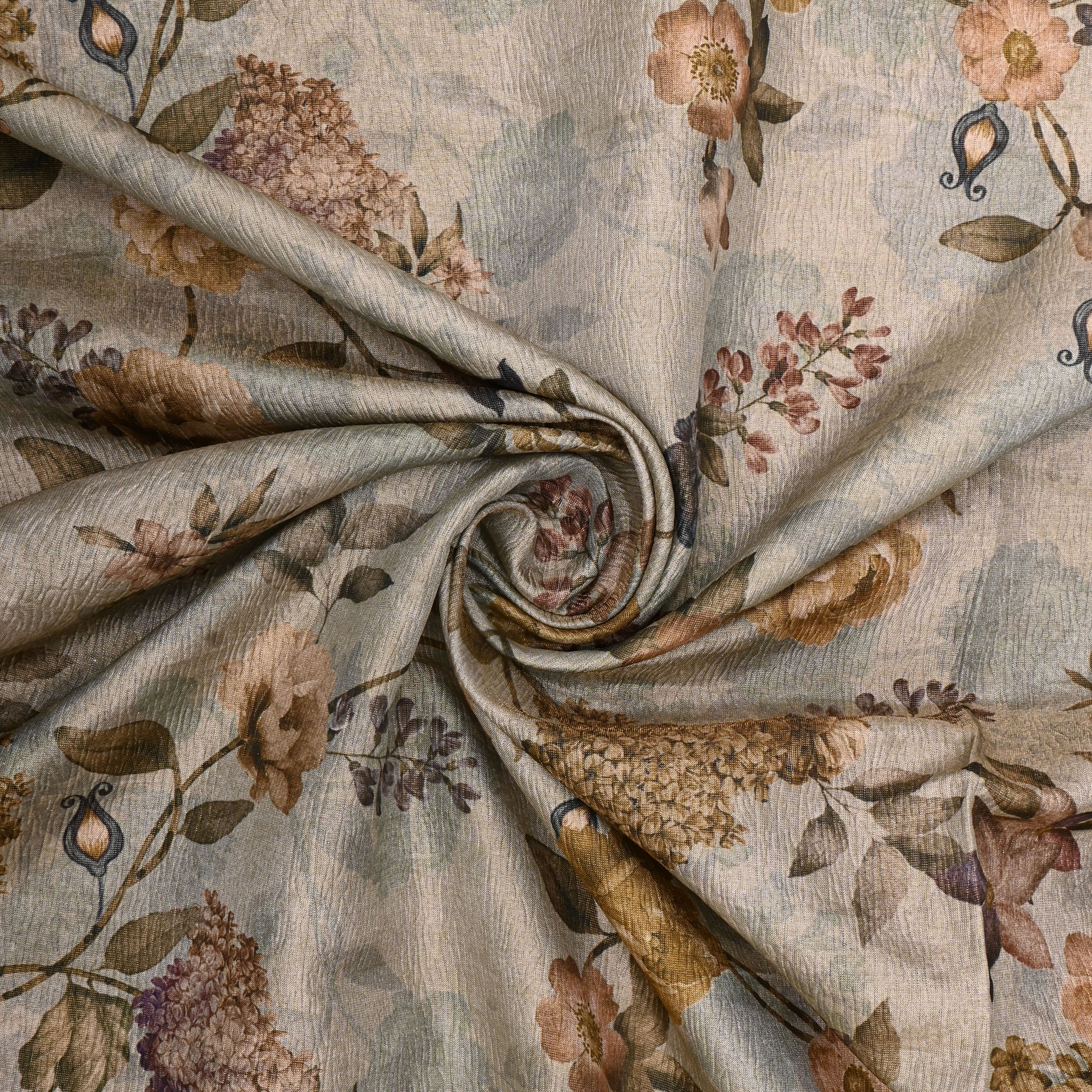 Beige Tissue Fabric With Digital Prints
