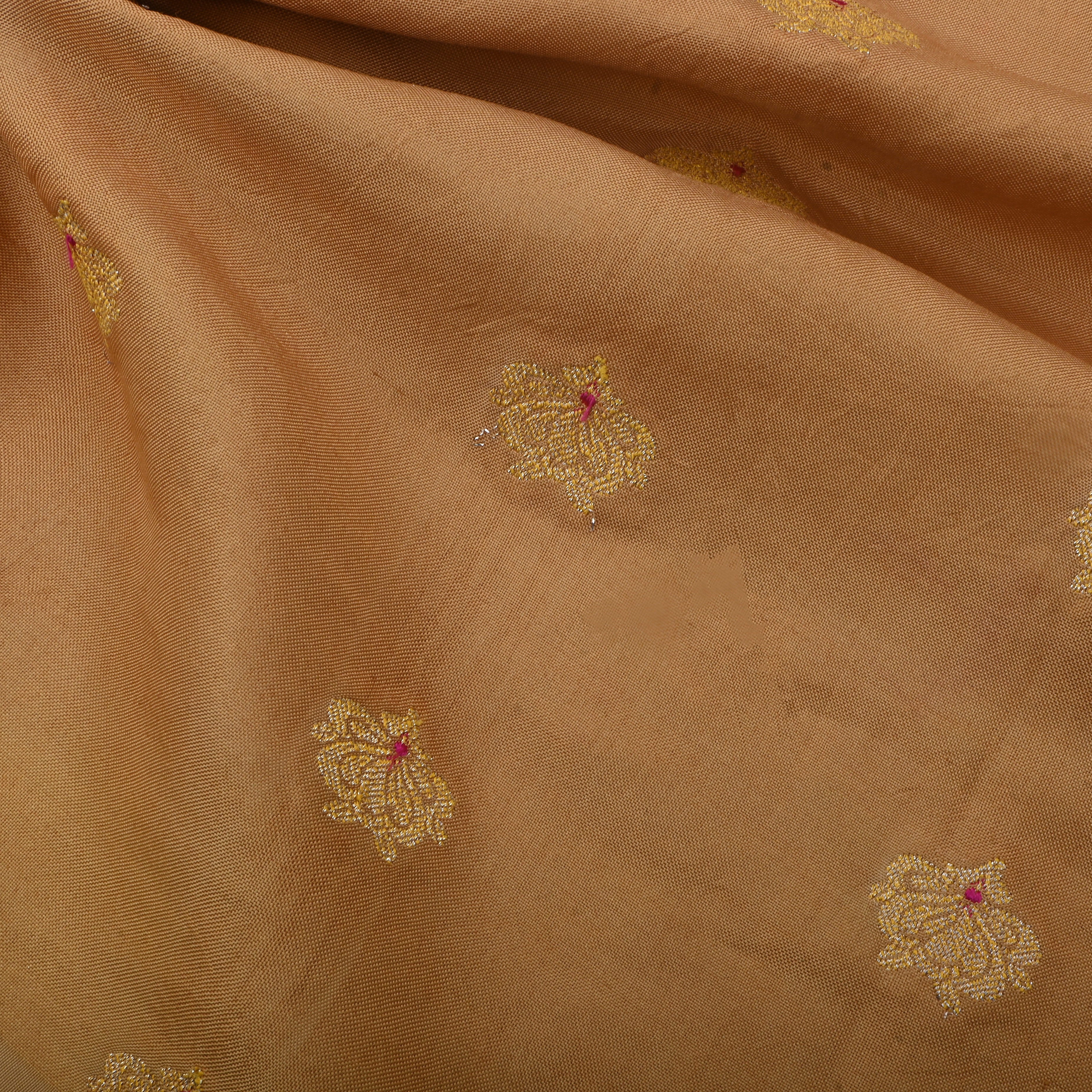 Dark Beige Jamawar Silk Fabric With Butti'S