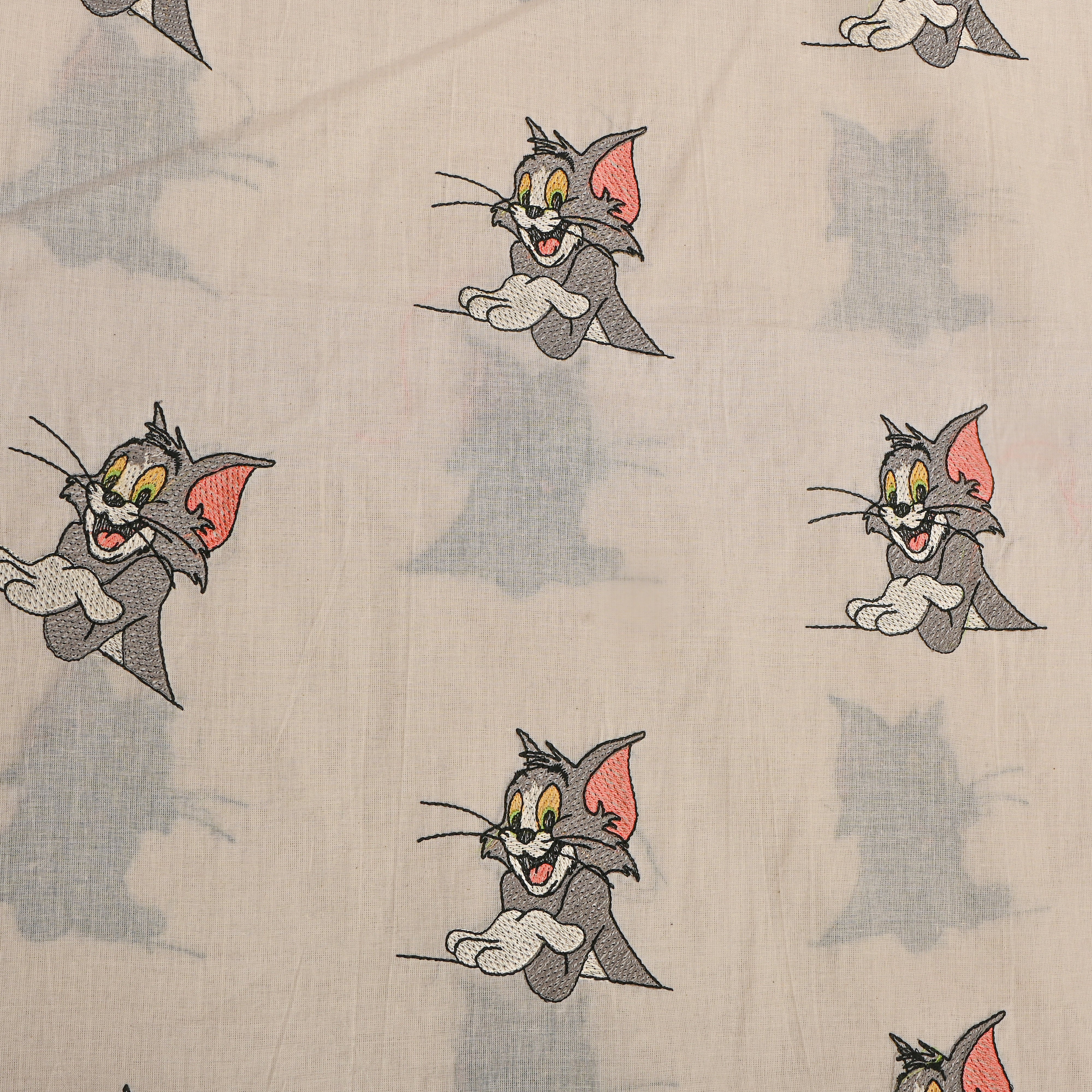 Cream Novelty Tom Thread Work Cotton