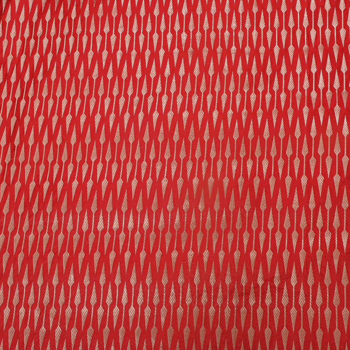 Pumpkin Orange Gold Zari Butti Jamawar Silk Fabric