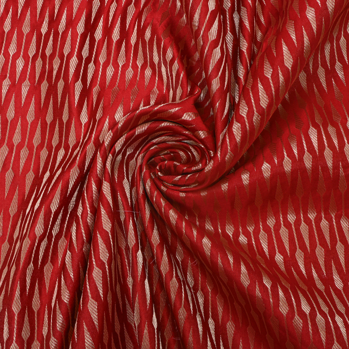 Pumpkin Orange Gold Zari Butti Jamawar Silk Fabric