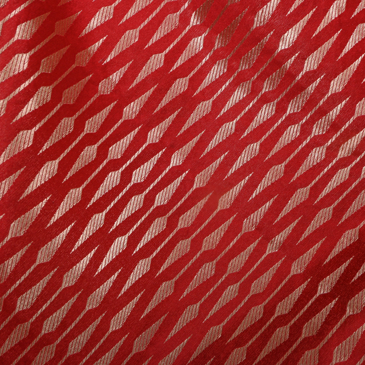 Pumpkin Orange Gold Zari Butti Jamawar Silk Fabric