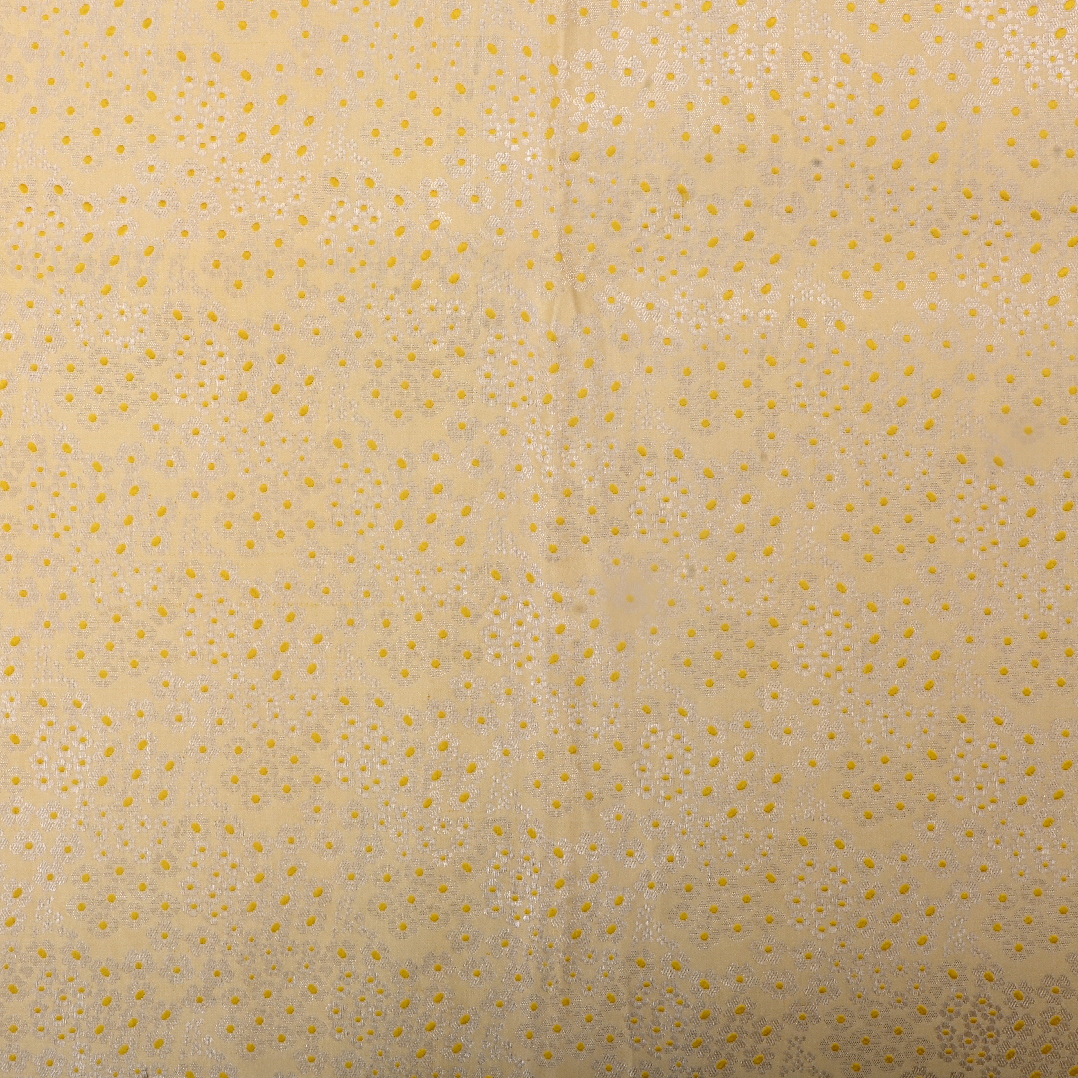 Fawn Yellow Jamawar Silk Fabric With Floral Pattern