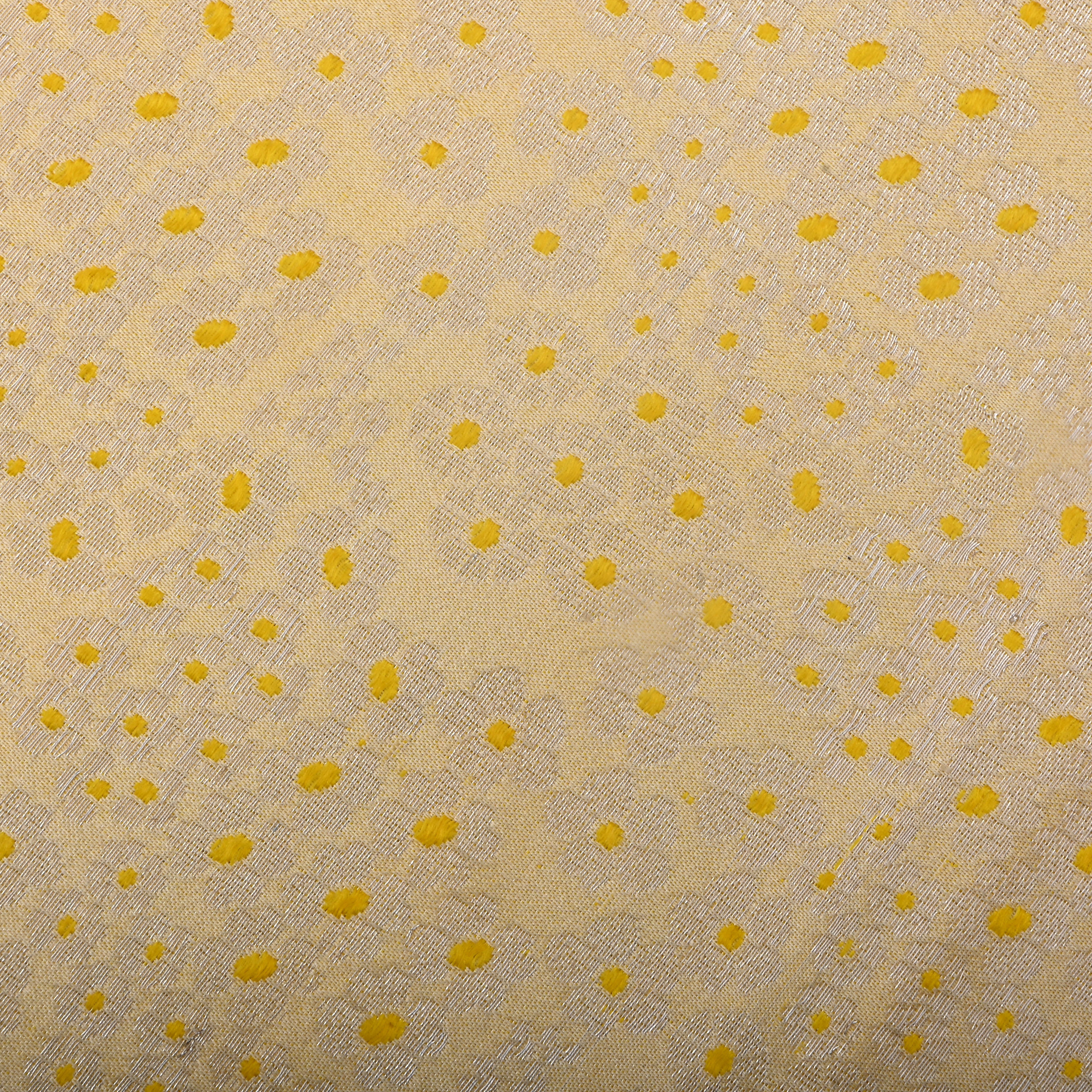 Fawn Yellow Jamawar Silk Fabric With Floral Pattern