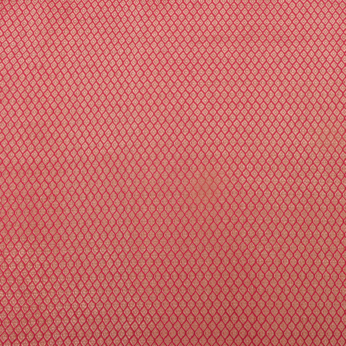 Deep Red Gold Zari Butti Motif Jamawar Silk Fabric