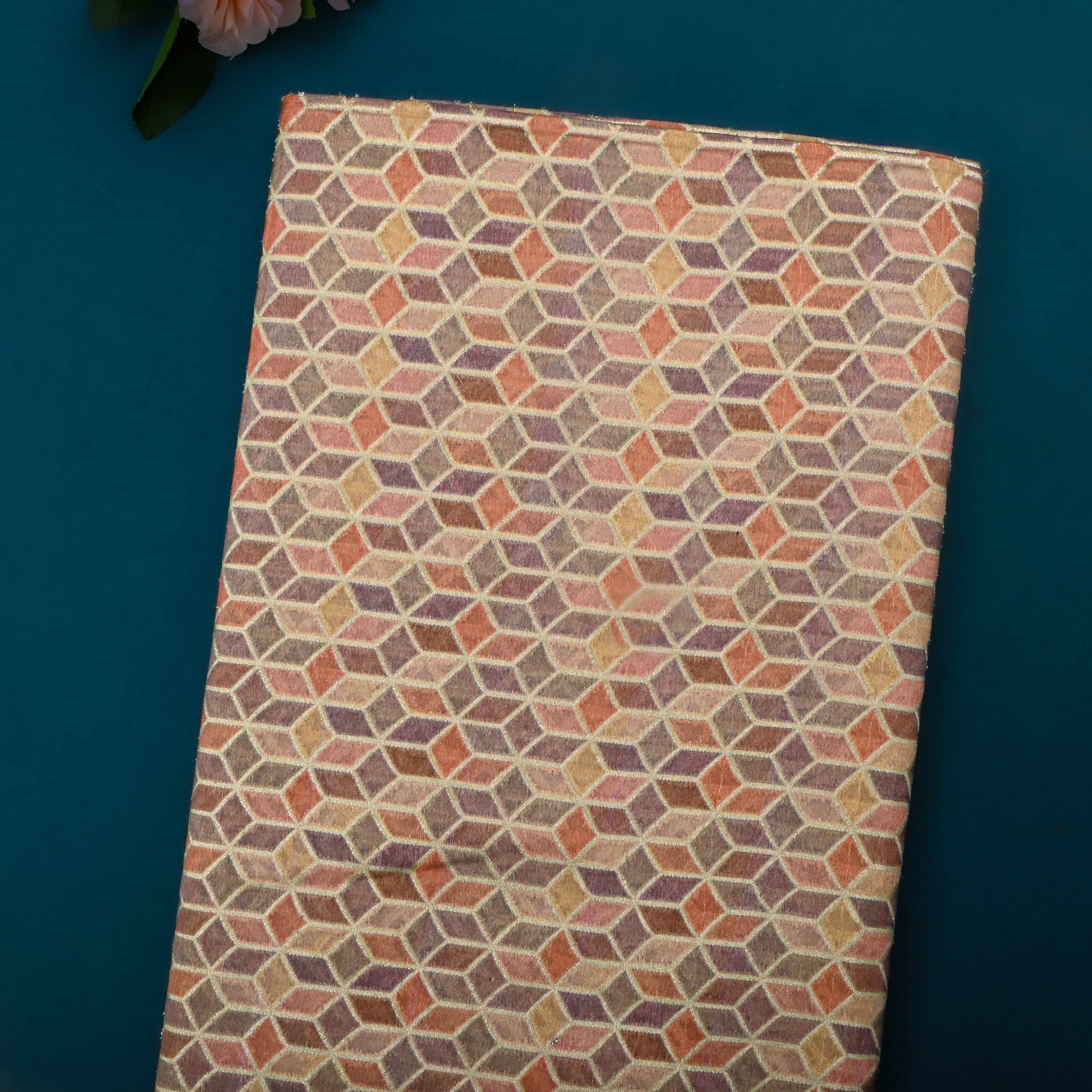 Multi-Color Jamawar Silk Fabric With Zari Work