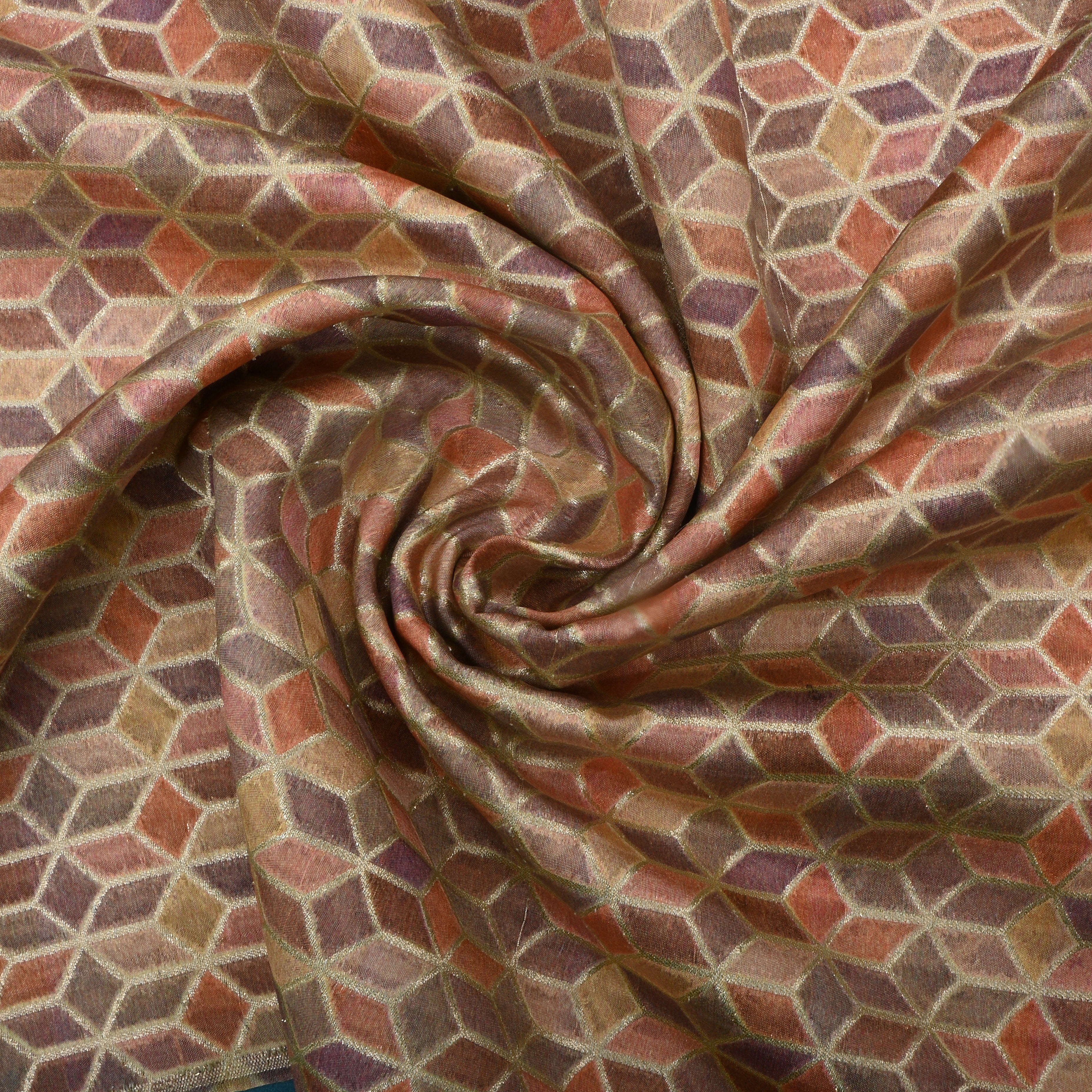 Multi-Color Jamawar Silk Fabric With Zari Work