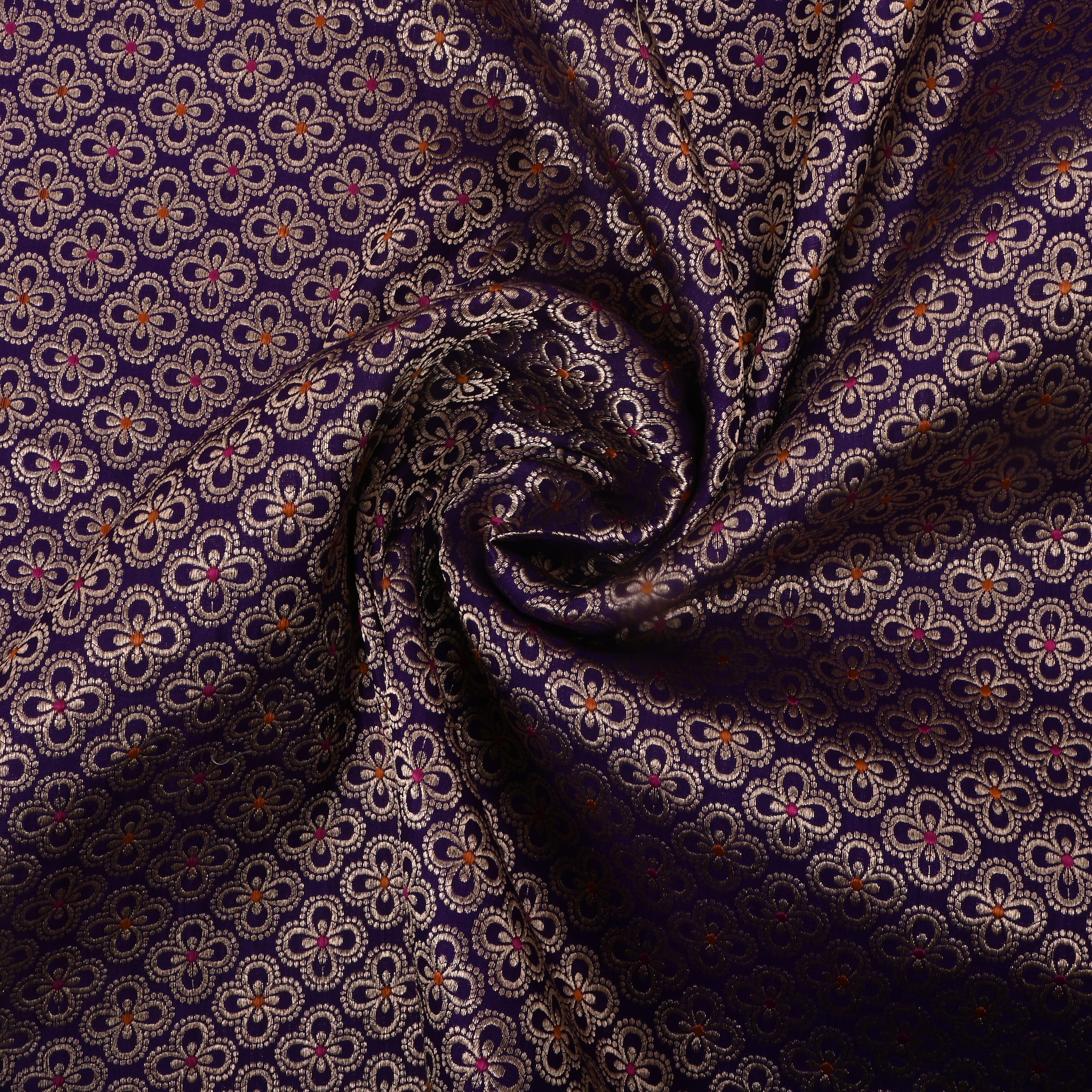 Haiti Purple Jamawar Silk Fabric With Meenakari Design