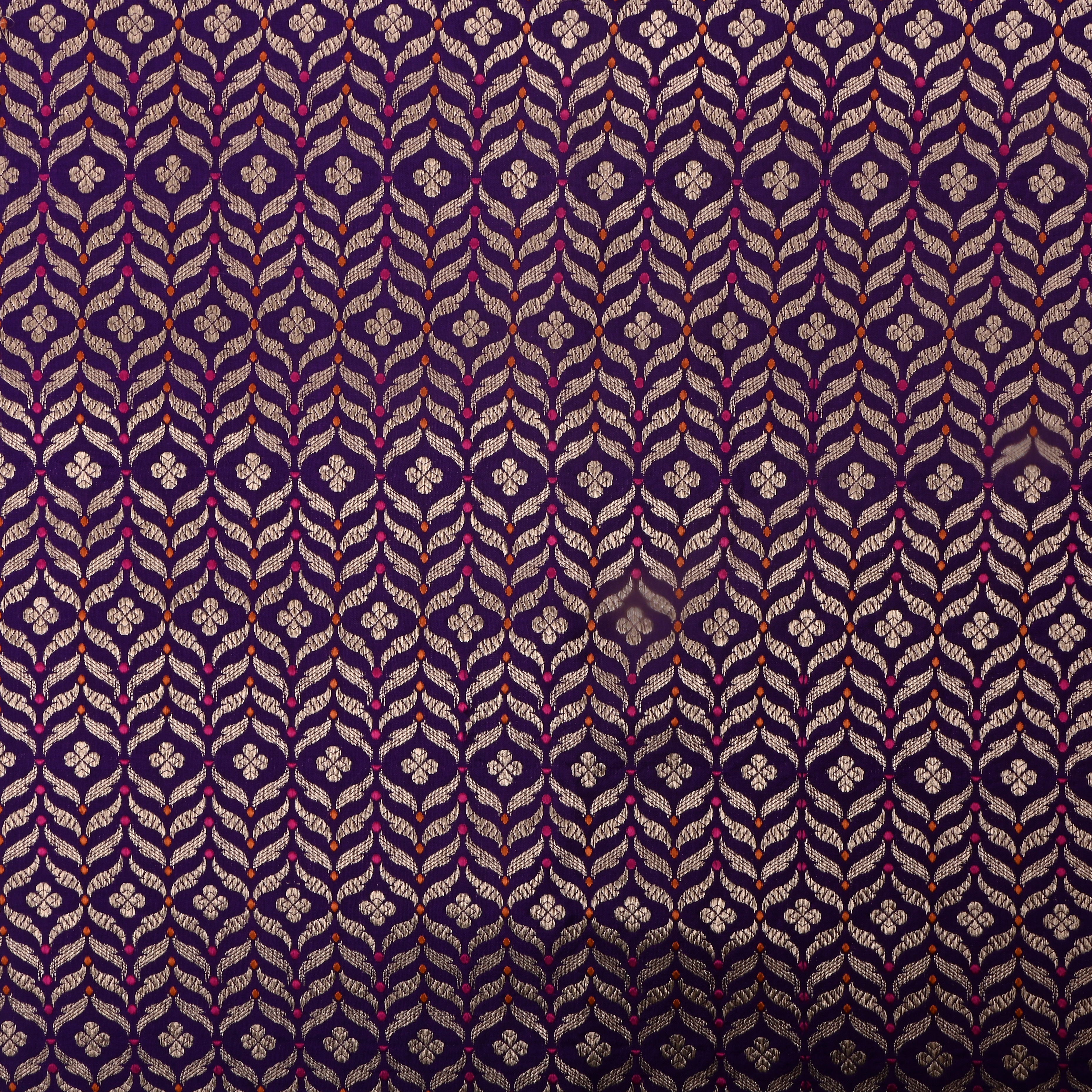 Dark Purple Jamawar Silk Fabric With Intricate Design