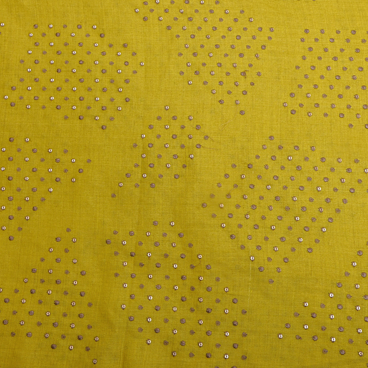 Mustard Yellow Geometric Thread Work Tussar Fabric