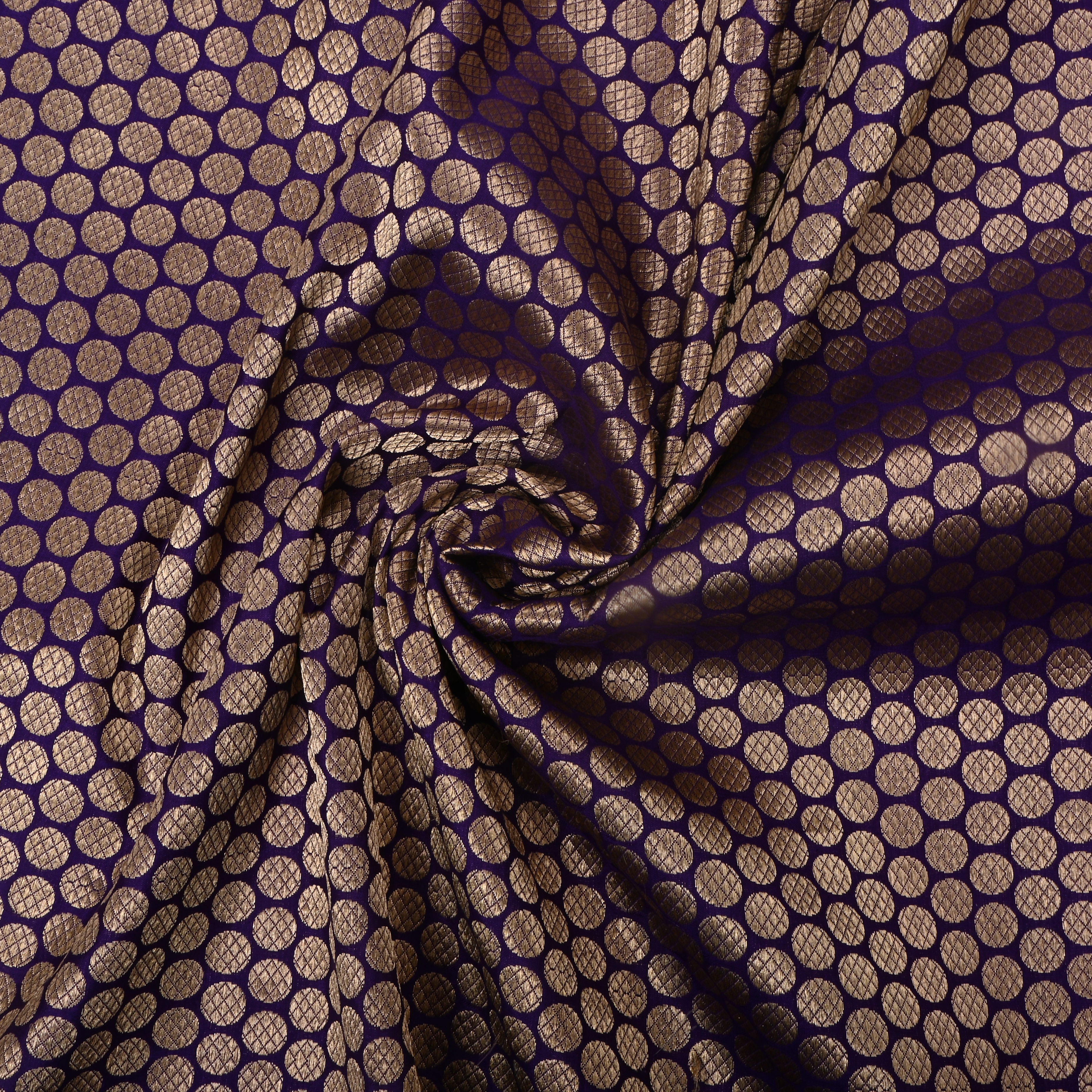 Dark Purple Jamawar Silk Fabric With Woven Pattern