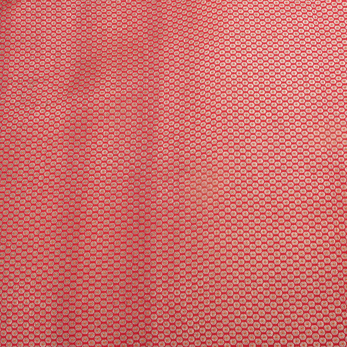 Cherry Red Gold Zari Butti Jamawar Silk Fabric