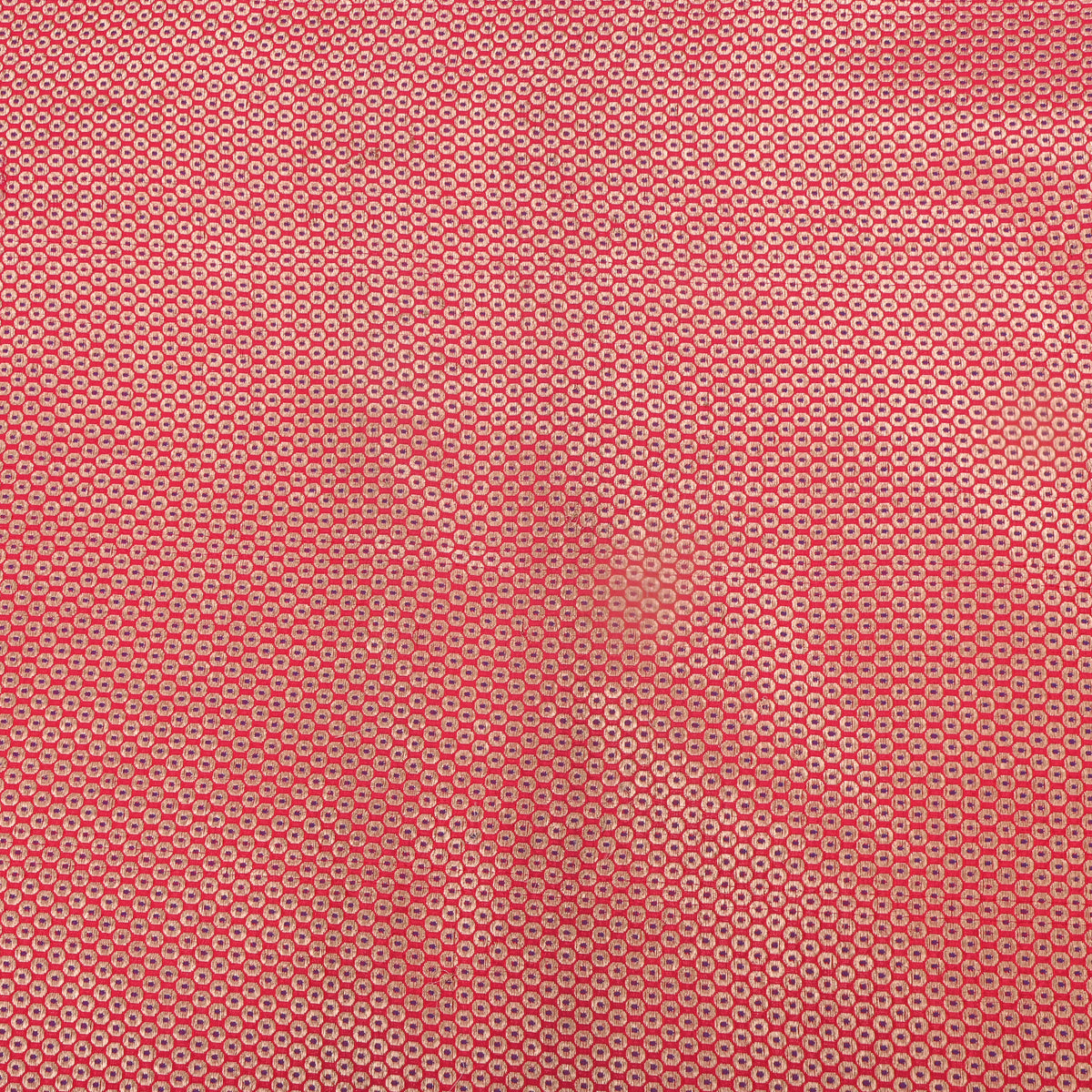 Red Gold Butti Jamawar Silk Fabric