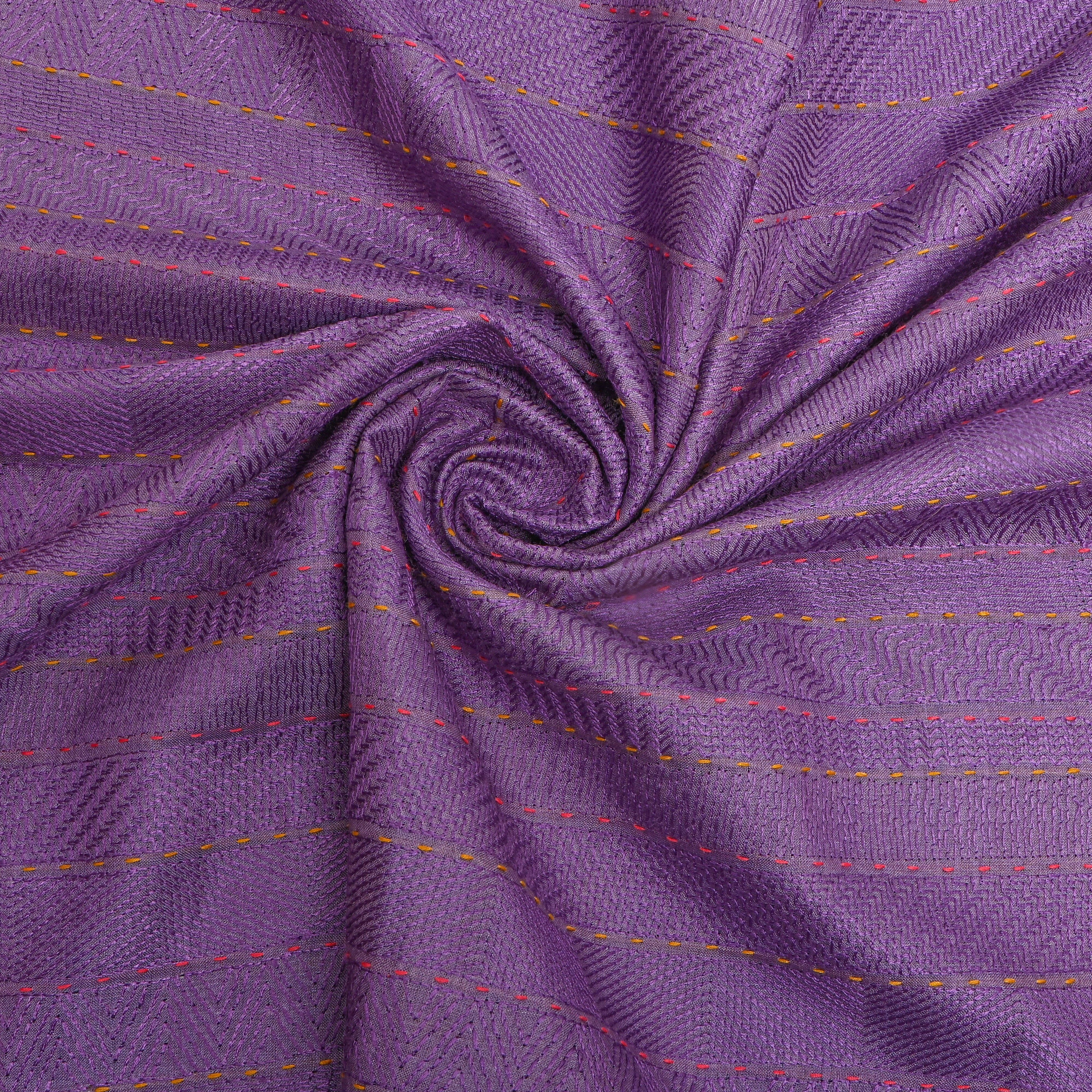 Purple Zigzag Thread Work Munga Tussar