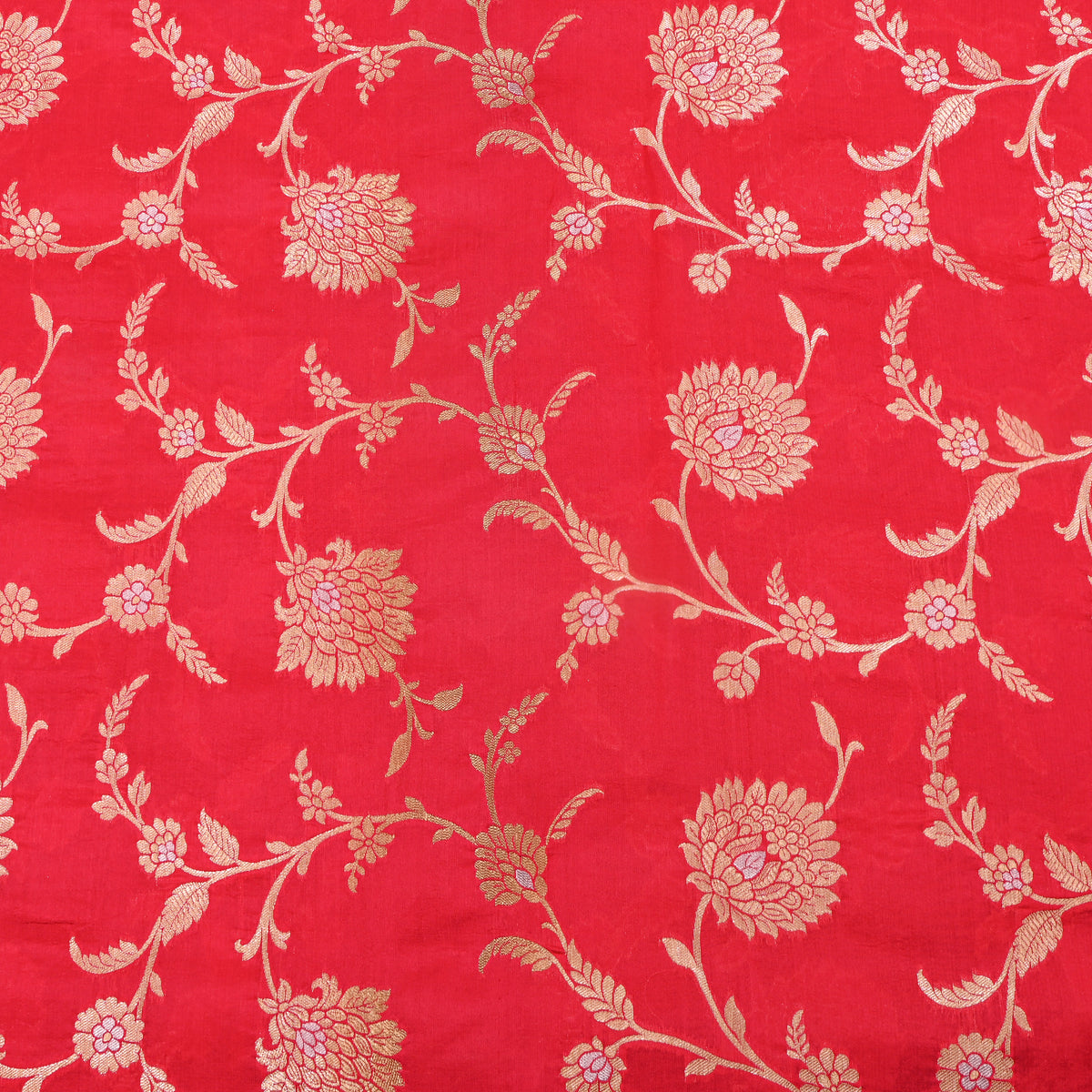 Soft Red Dual Tone Floral Jaal Banarasi Silk Fabric
