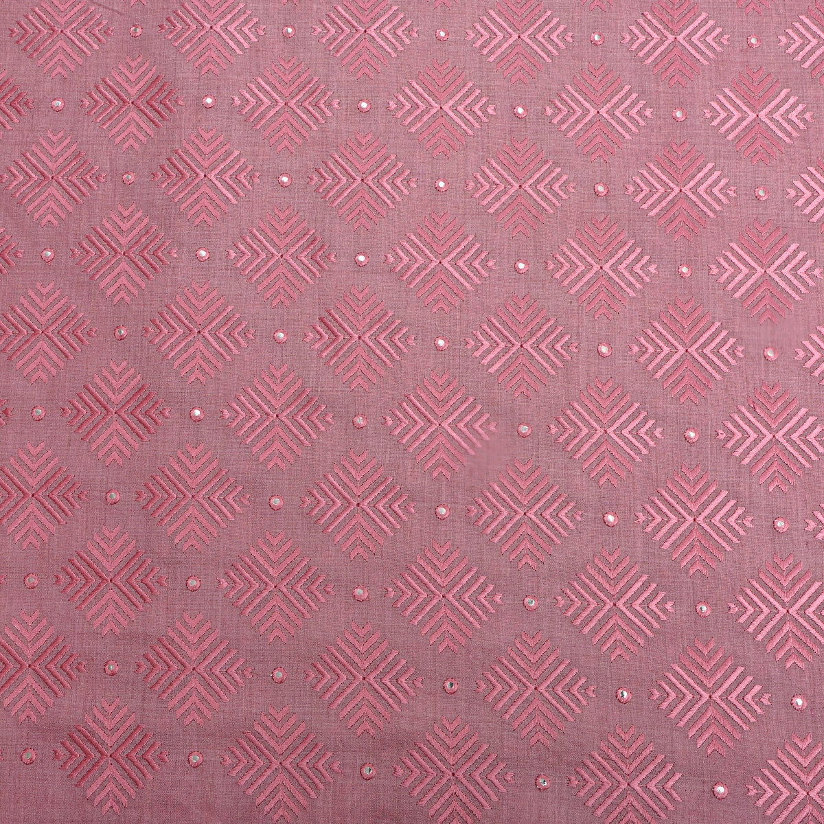 Pink Mirror Chevron Embroidered Tissue Fabric