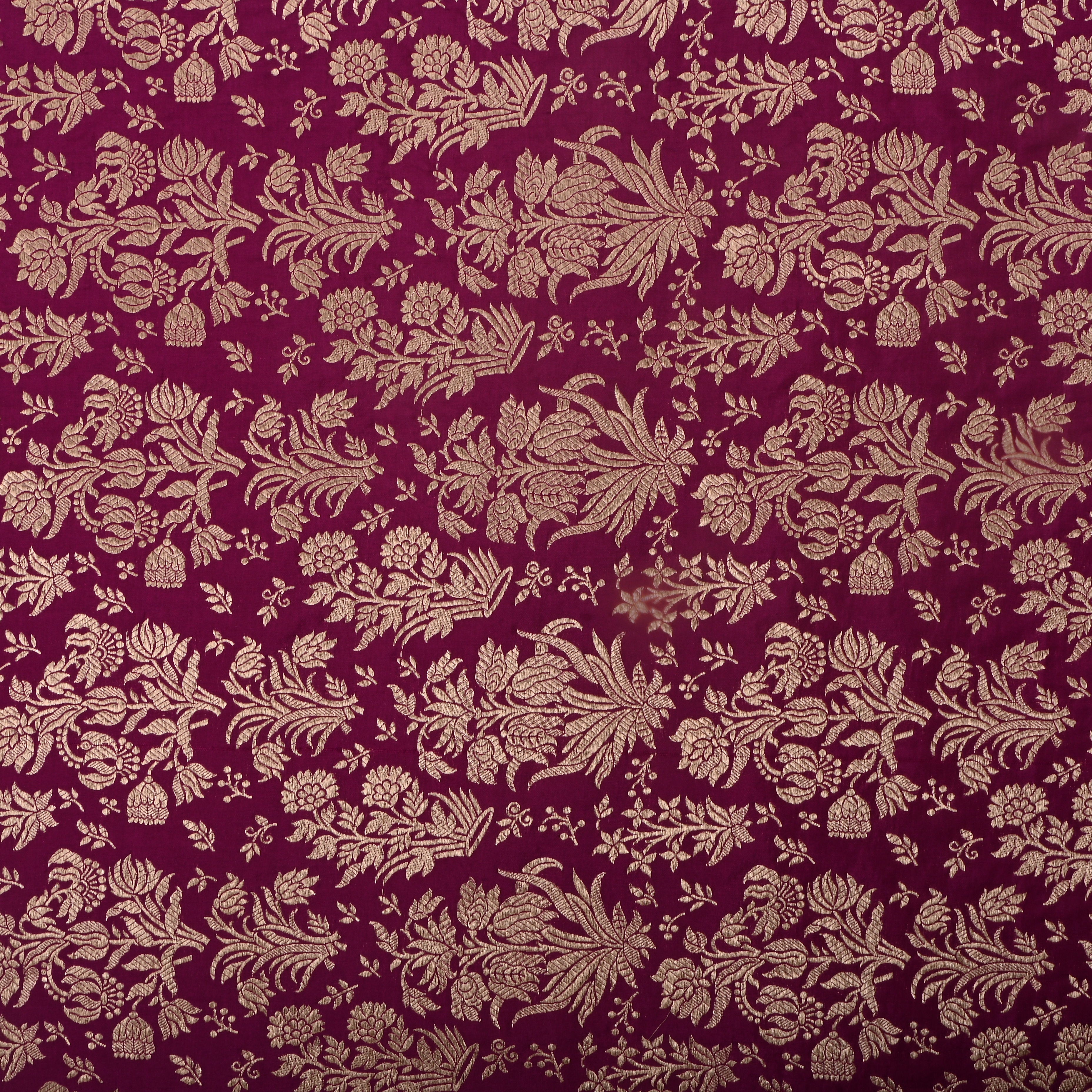 Black Rose Jamawar Silk Fabric With Floral Design