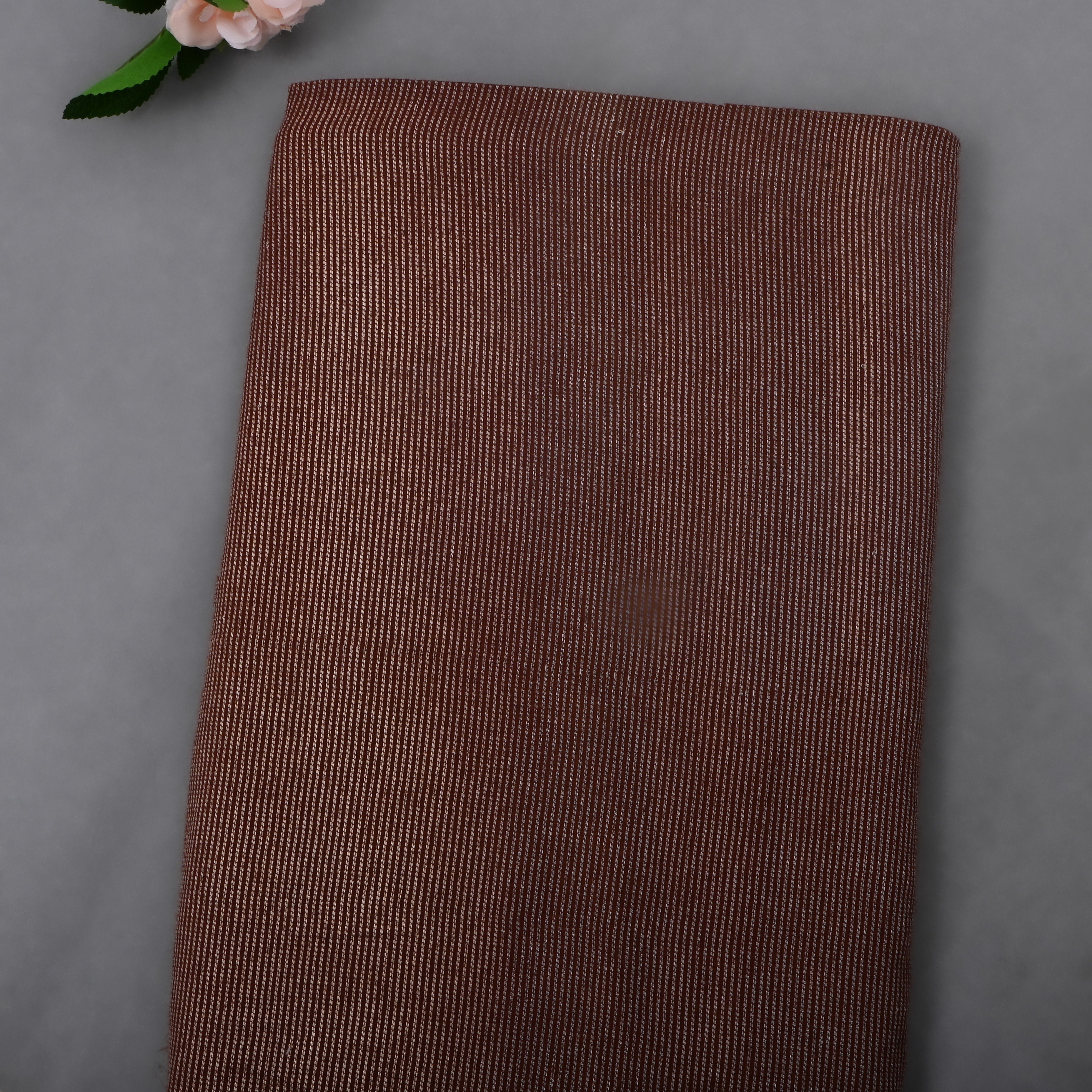 Dark Brown Jamawar Tussar Solid Fabric