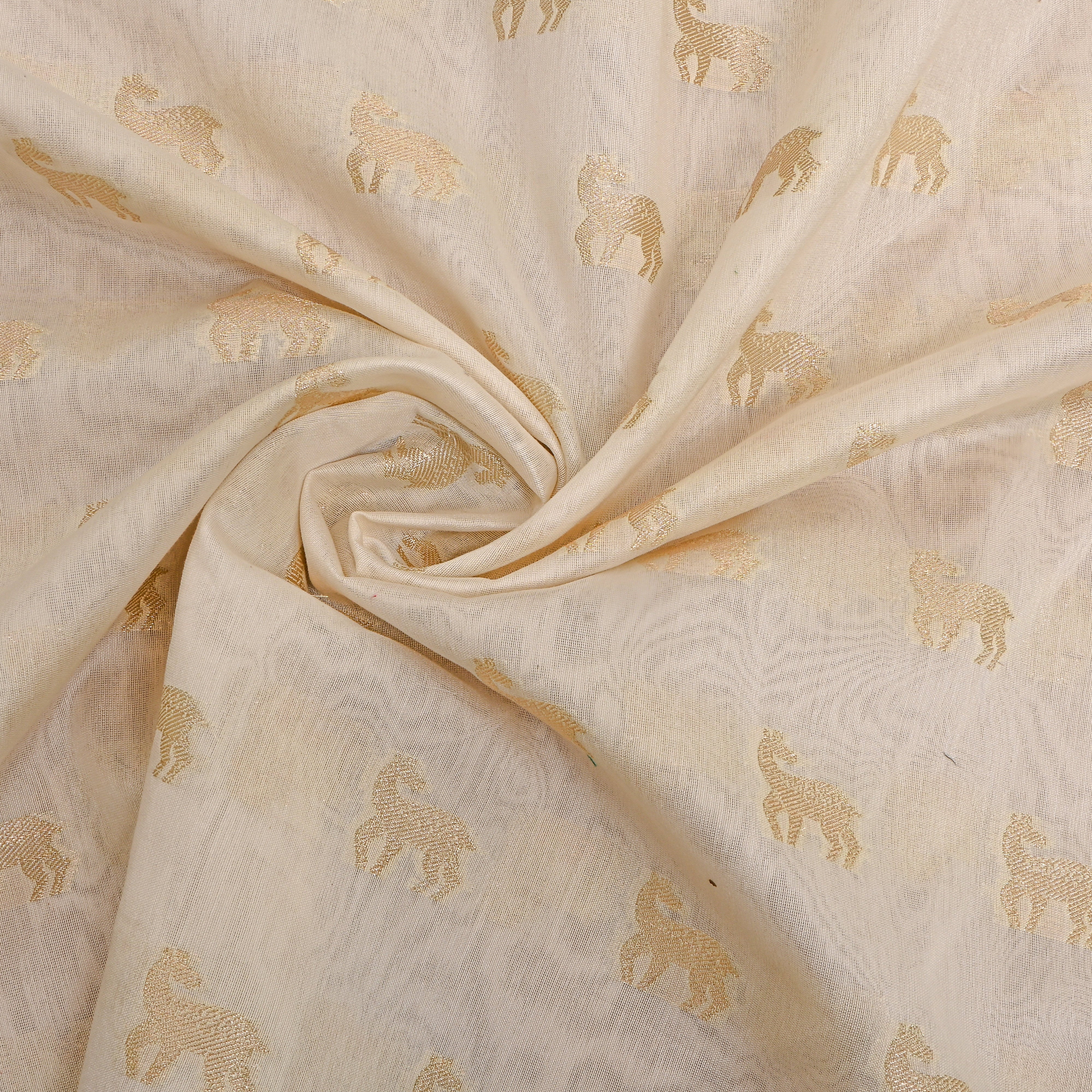 White Shikargah Woven Jamawar Silk