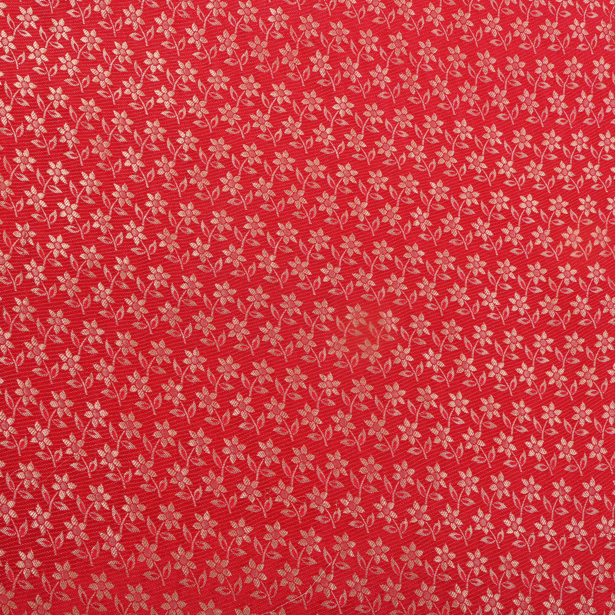 Red Banarasi Silk Floral Motif Fabric