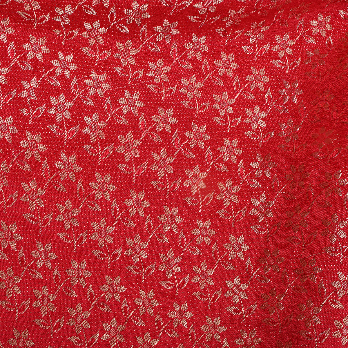 Red Banarasi Silk Floral Motif Fabric