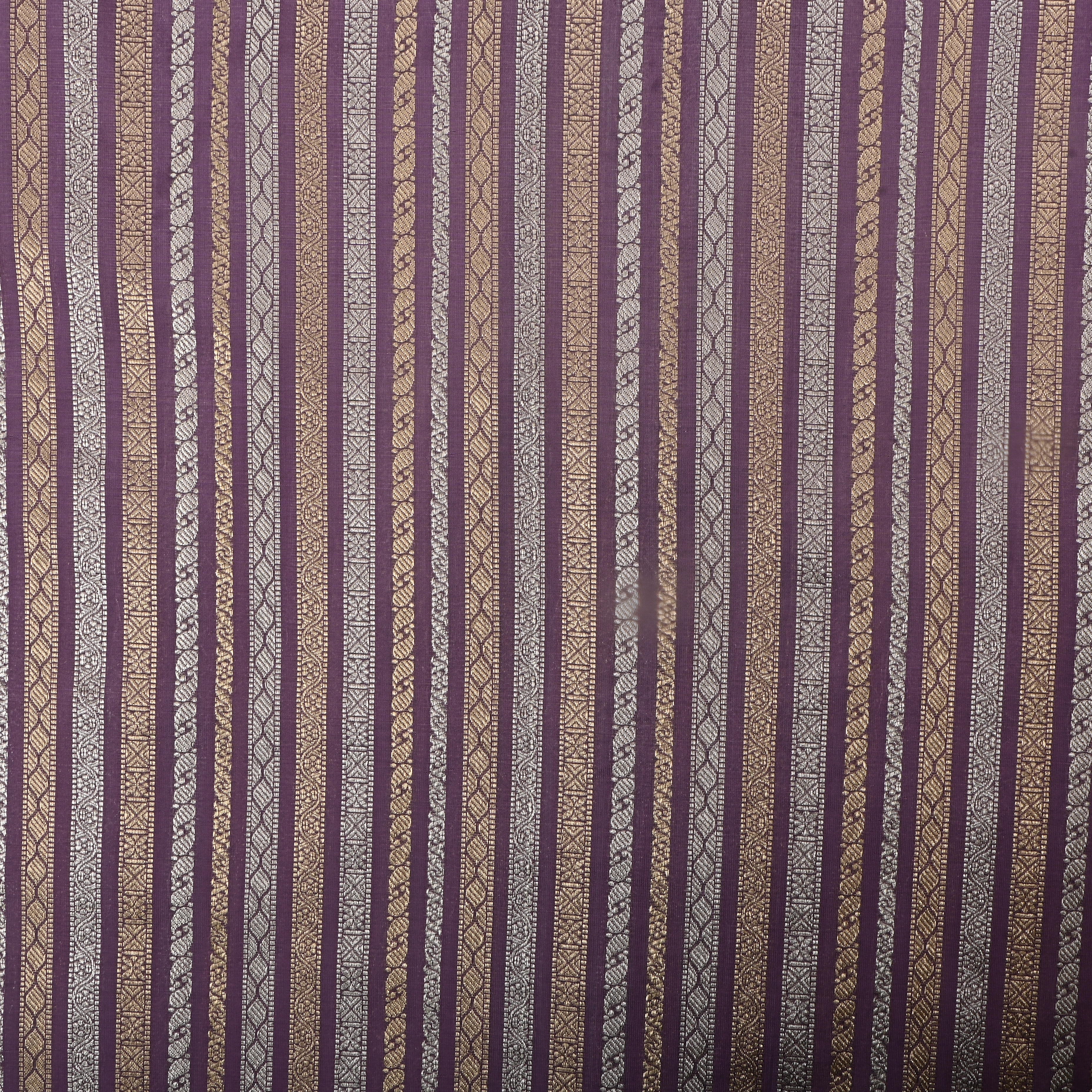 Tuscan Red Jamawar Silk Fabric With Stripes