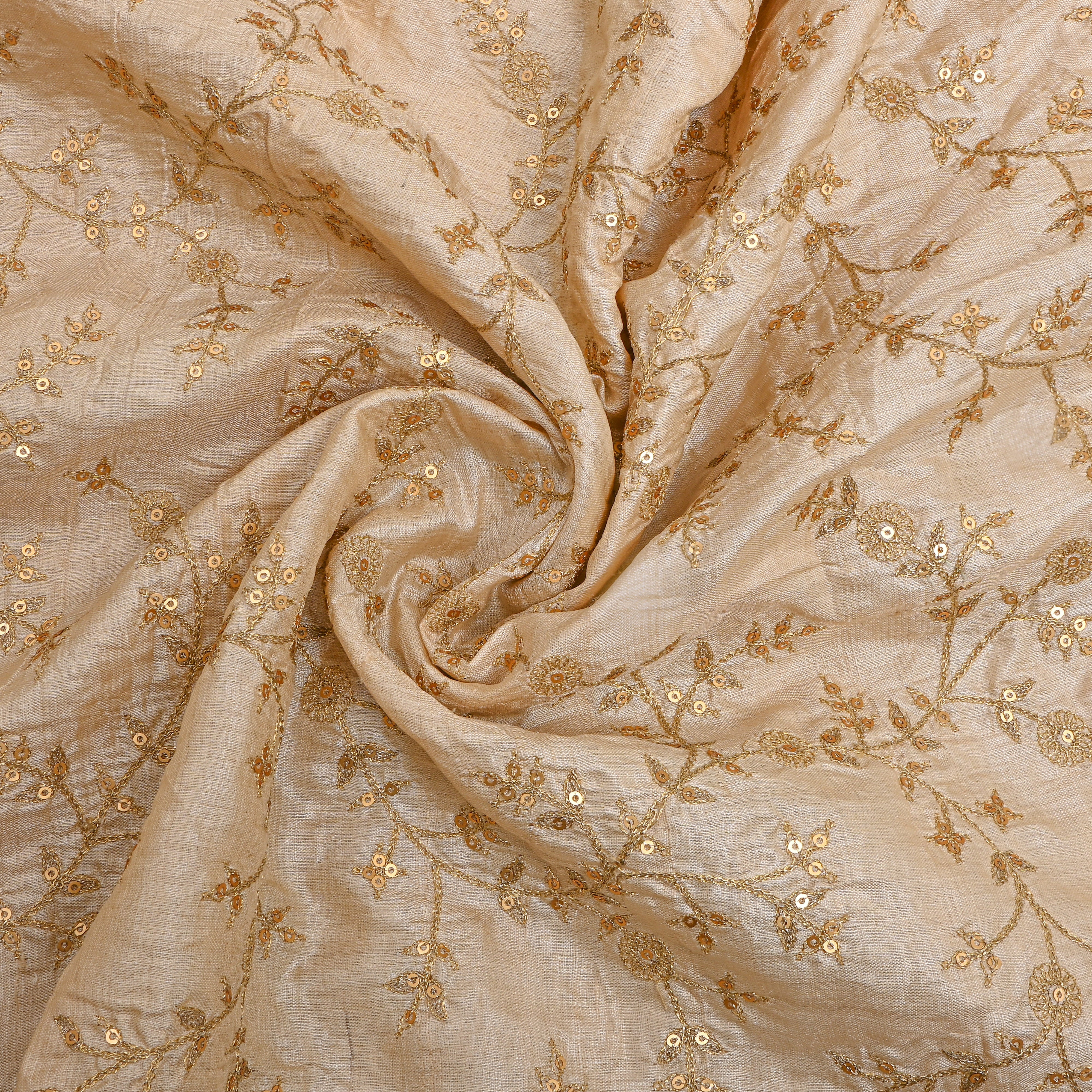 Beige Zari Jaal Embroidered Tussar Silk
