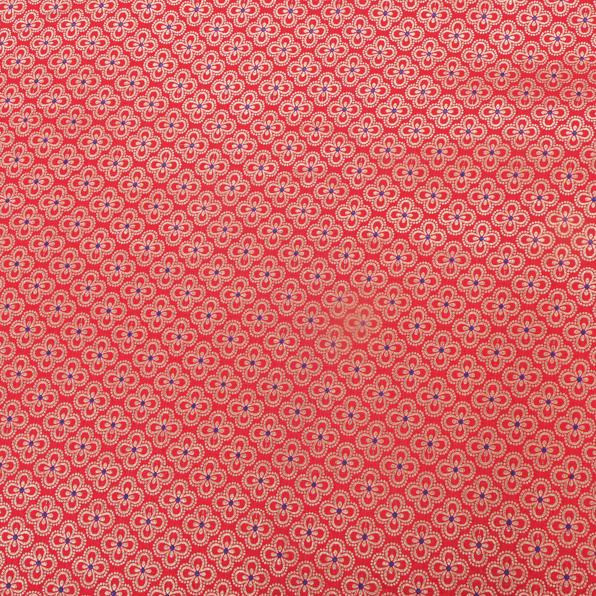 Orange Floral Jamawar Silk Fabric