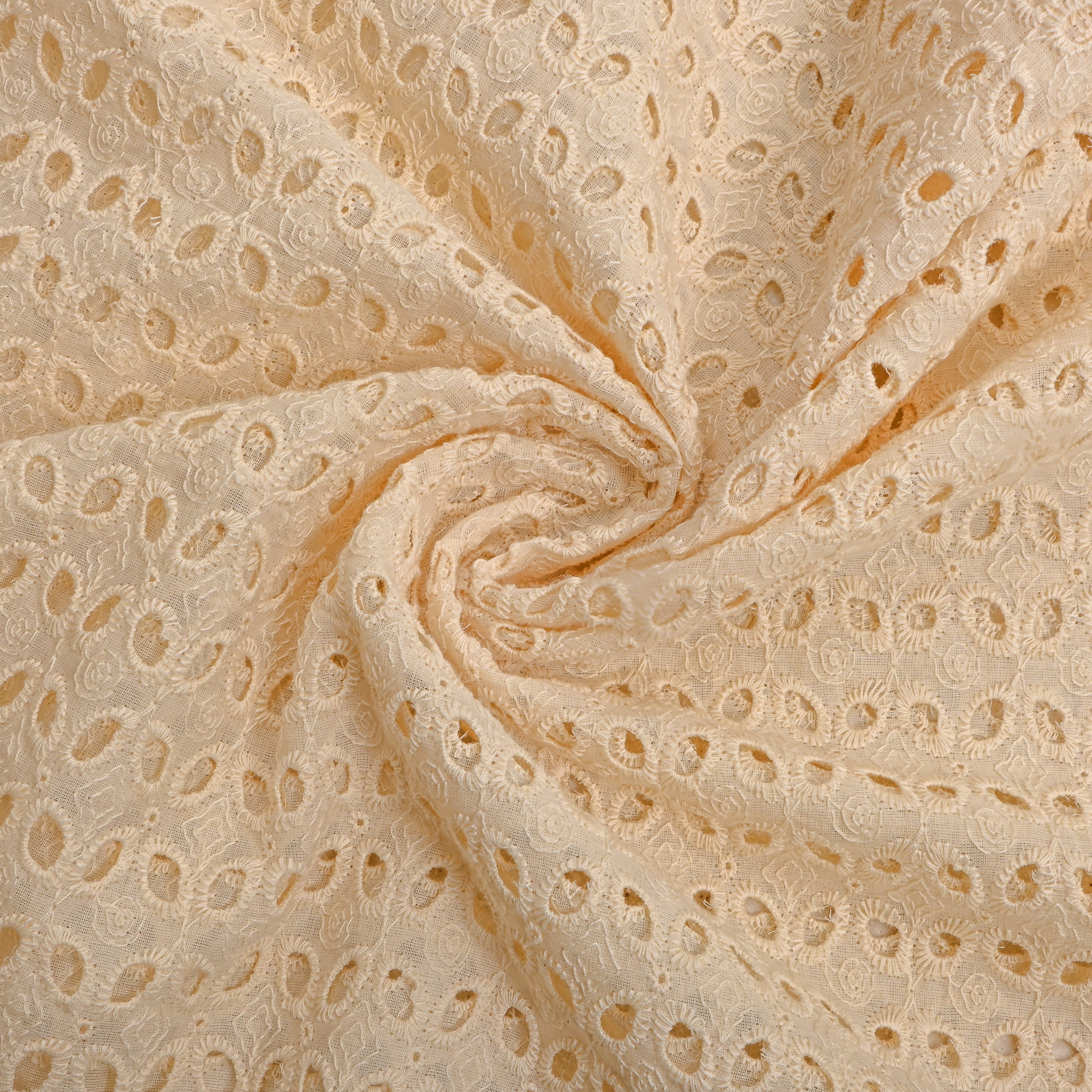 Cream Cut Work Embroidery Chanderi Fabric