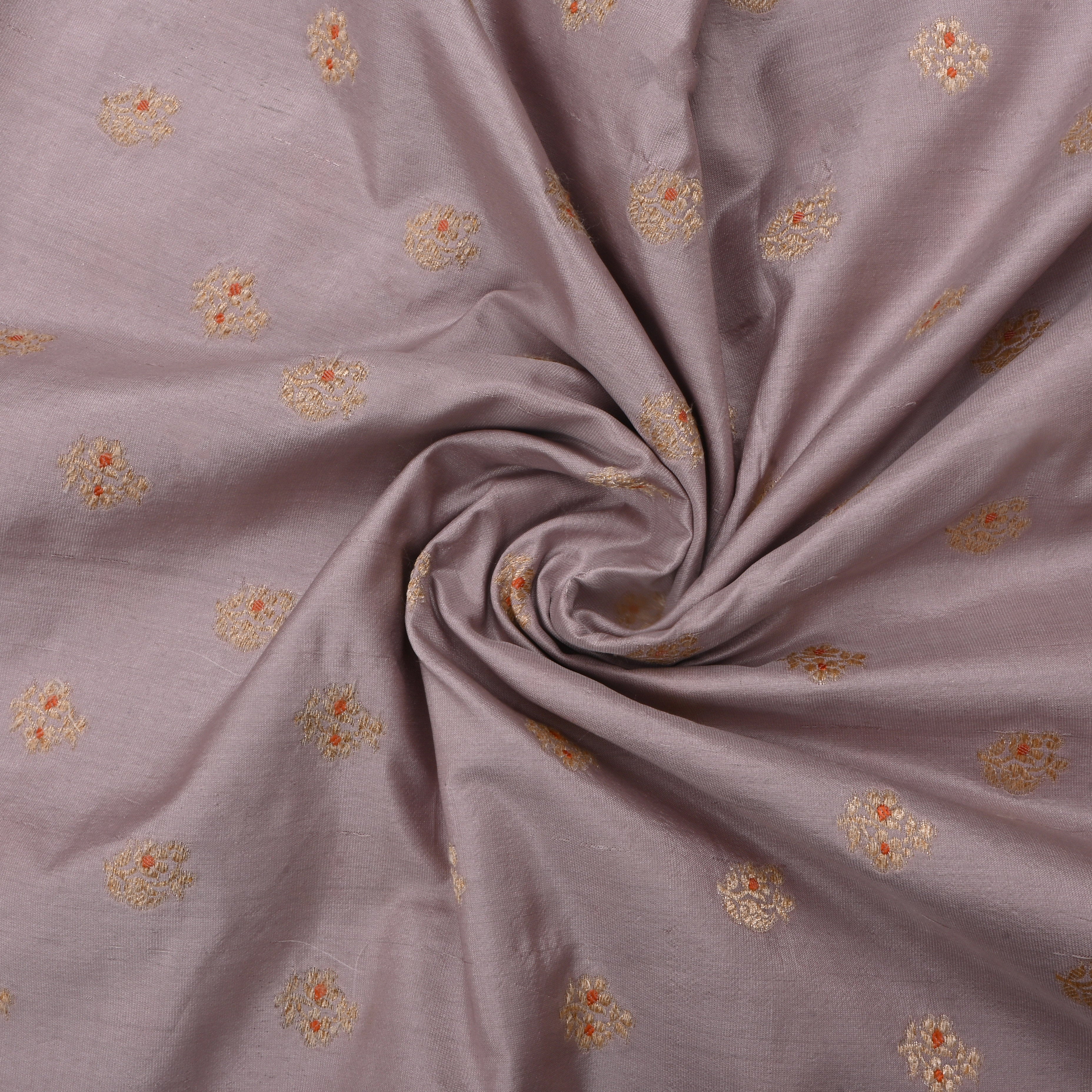Martini Pinkish Red Jamawar Silk Fabric With Butti'S