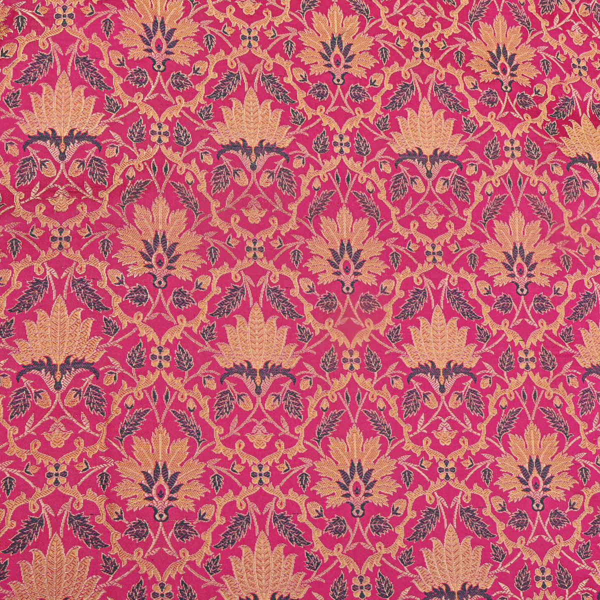 Hot Pink Menakari Brocade Jamawar Silk Fabric