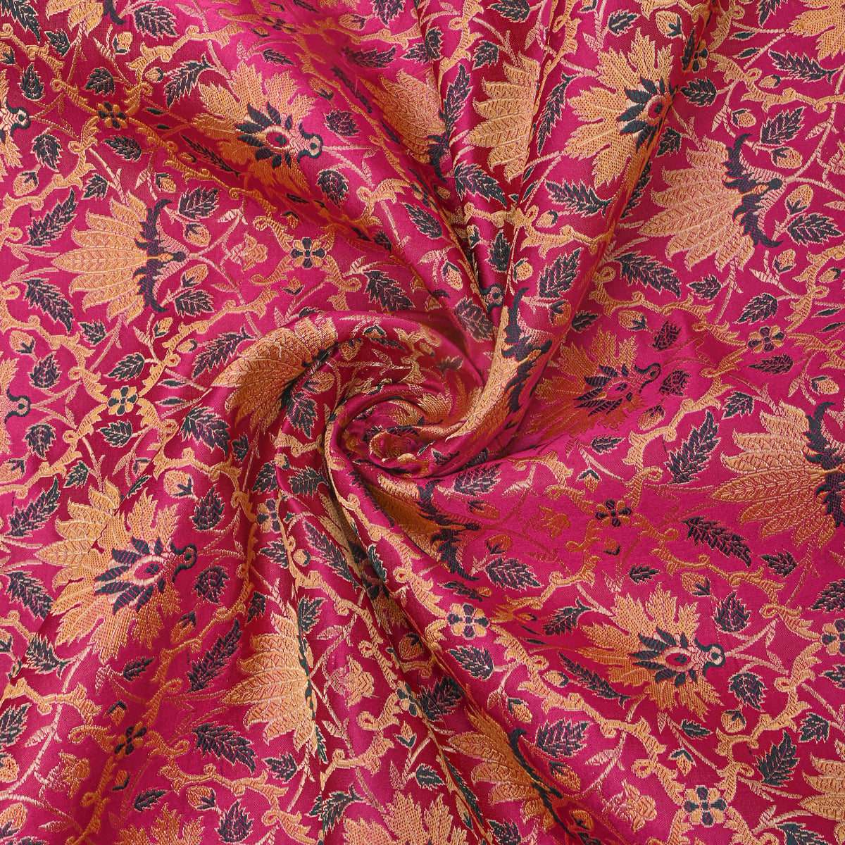 Hot Pink Menakari Brocade Jamawar Silk Fabric
