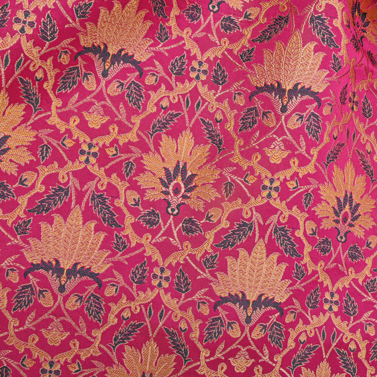 Hot Pink Menakari Brocade Jamawar Silk Fabric