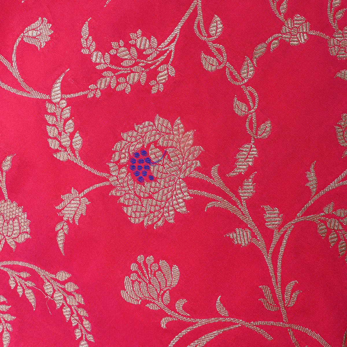 Pink Gold Zari Floral Jaal Banarasi Silk Fabric